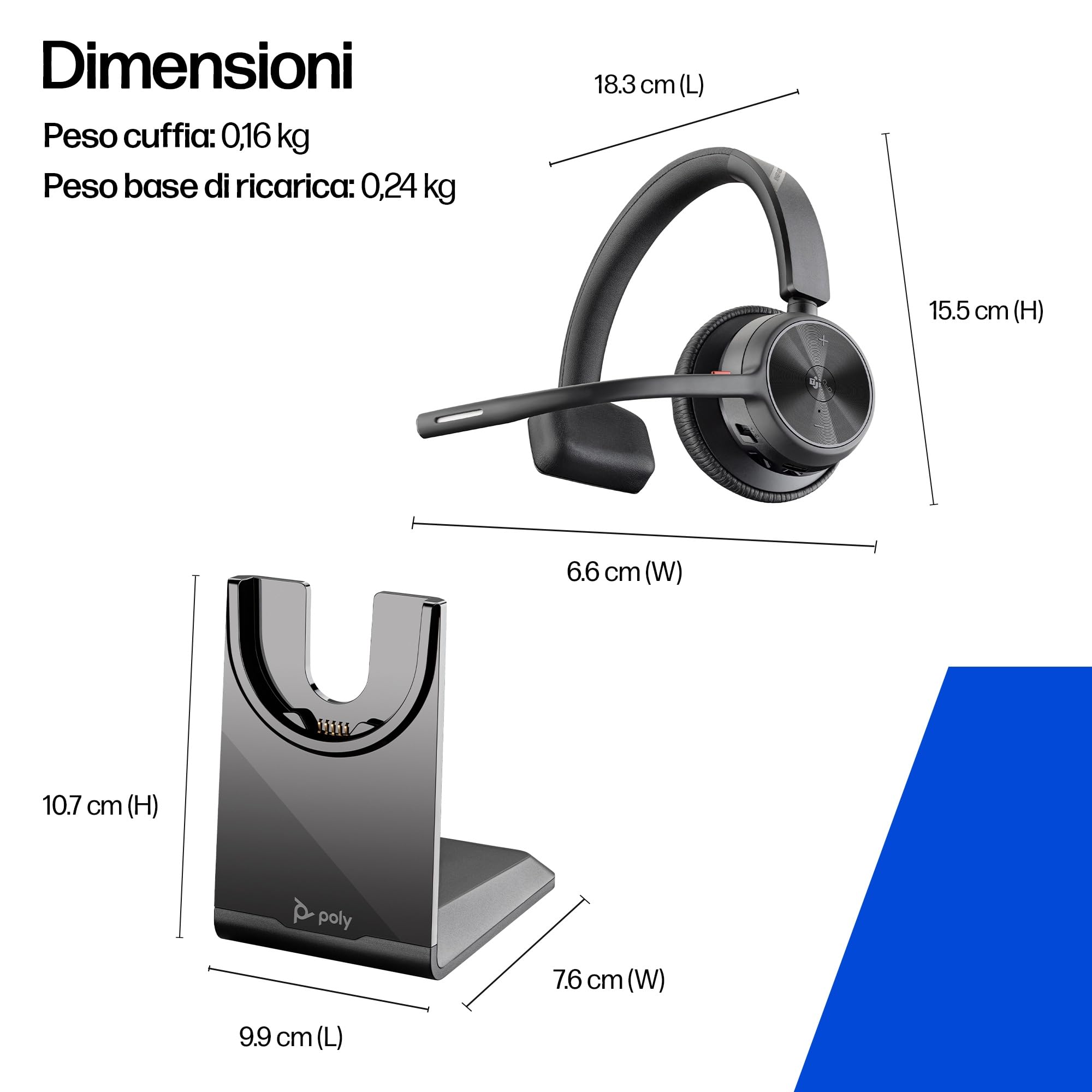 poly-voyager-4310-uc-cuffia-monoaurale-wireless-bluetooth-con-dongle-usb-c-bt700 image 2