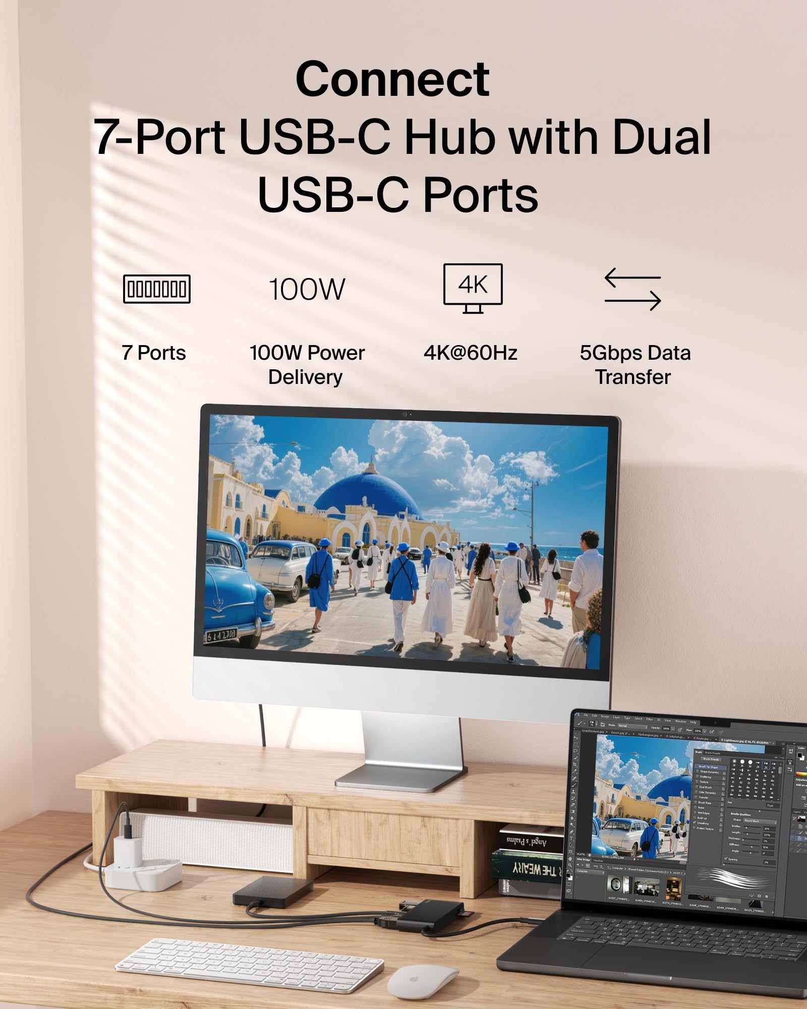 belkin-hub-usb-c-a-7-porte-hdmi-4k-60hz-sd-microsd-power-delivery-100w-dati-5-gb image 2