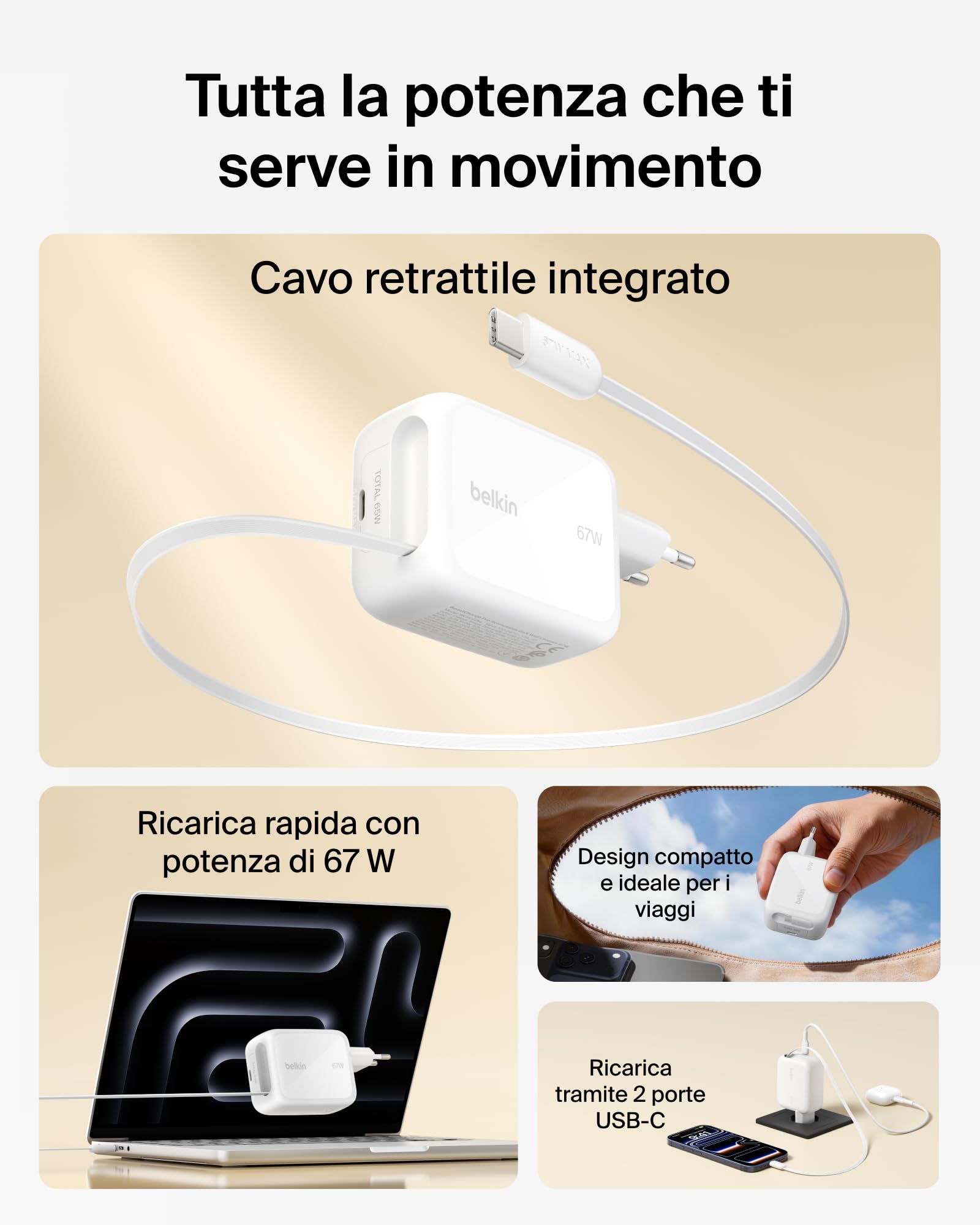 belkin-caricabatterie-usb-c-gan-67w-con-cavo-usb-c-retrattile-1m-e-porta-usb-c-r image 2