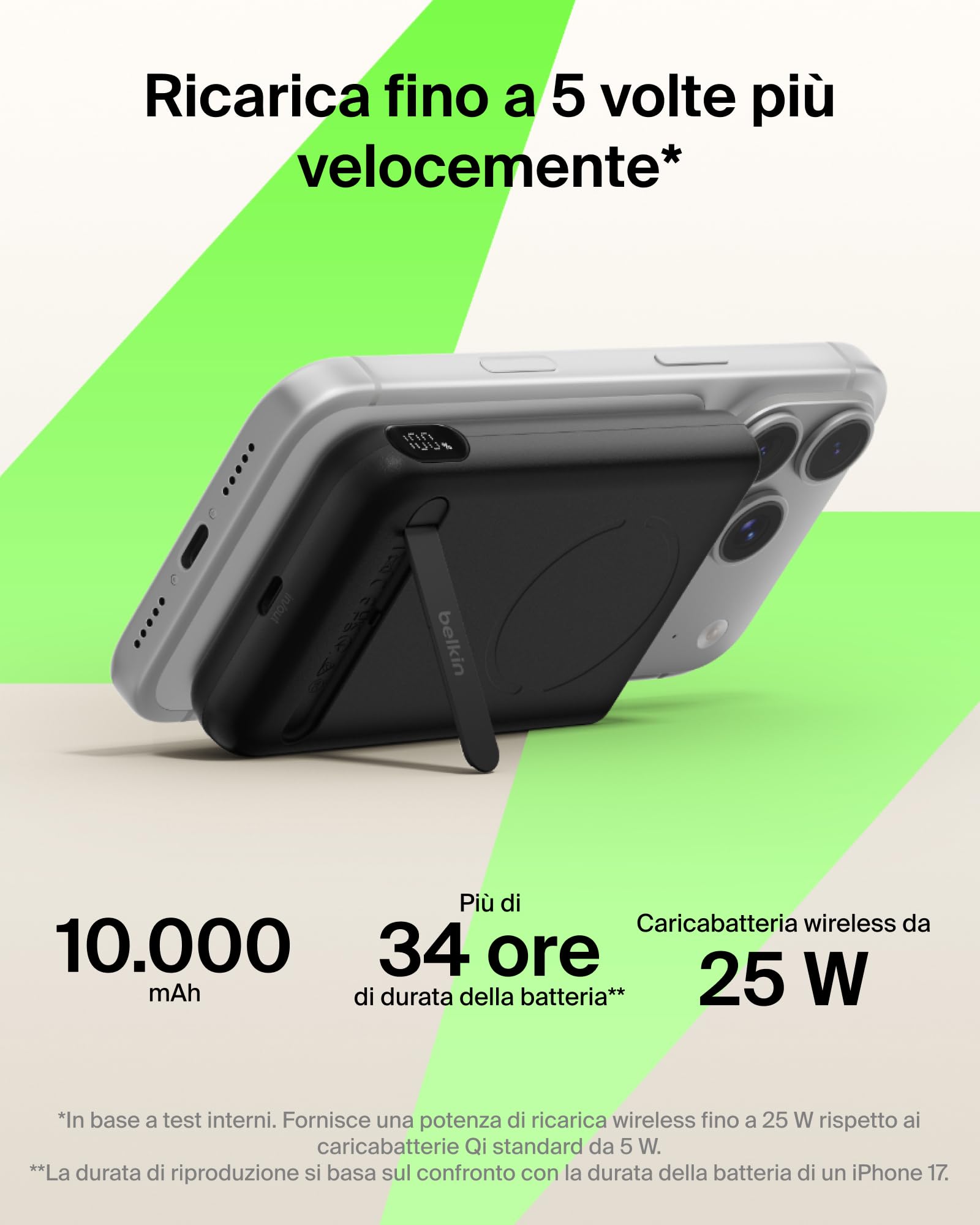 belkin-ultracharge-pro-10-000-mah-power-bank-magnetico-qi2-25w-con-anello-magnet image 2