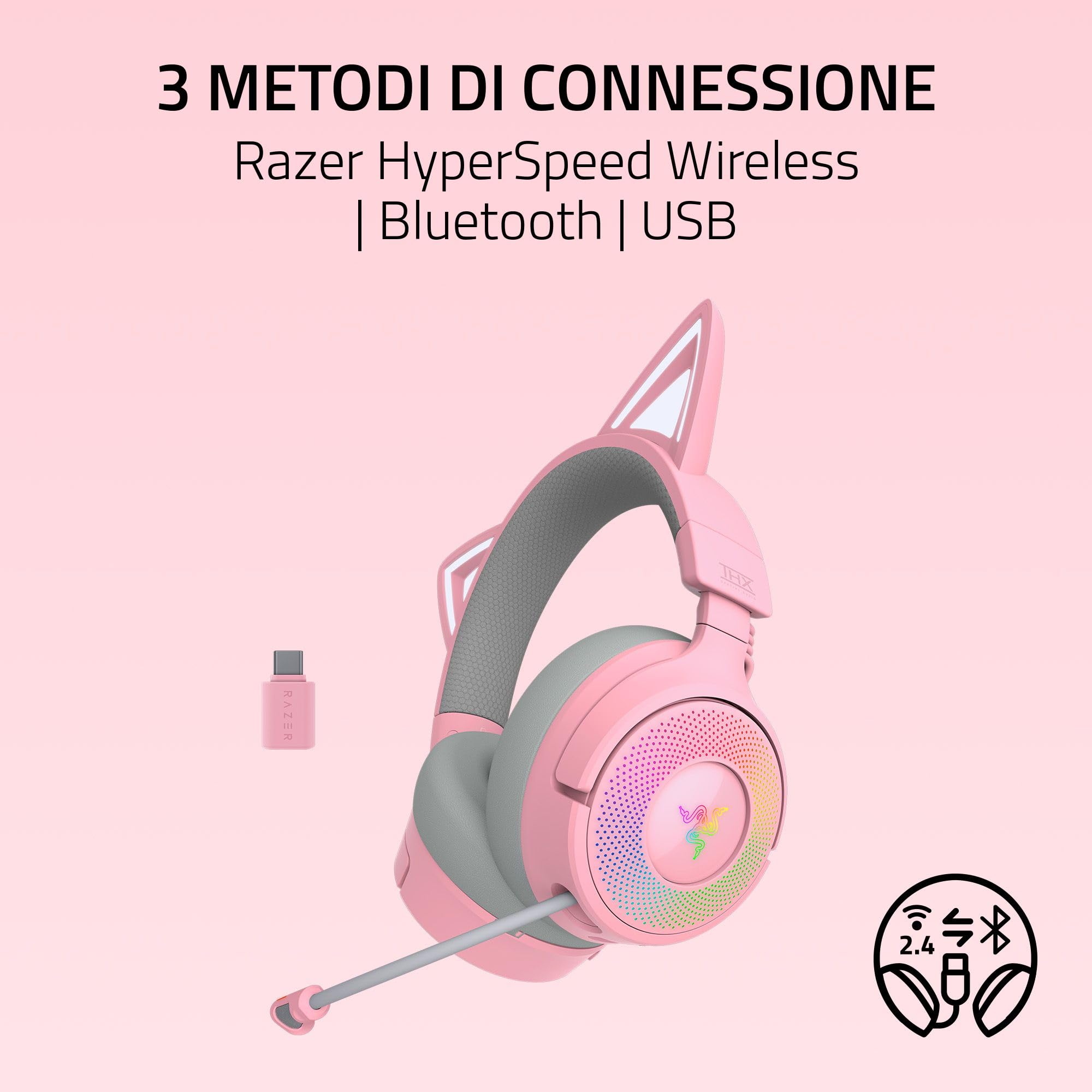 razer-kraken-kitty-v3-pro-cuffie-da-gioco-wireless-rgb-con-orecchie-di-gatto-chr image 3