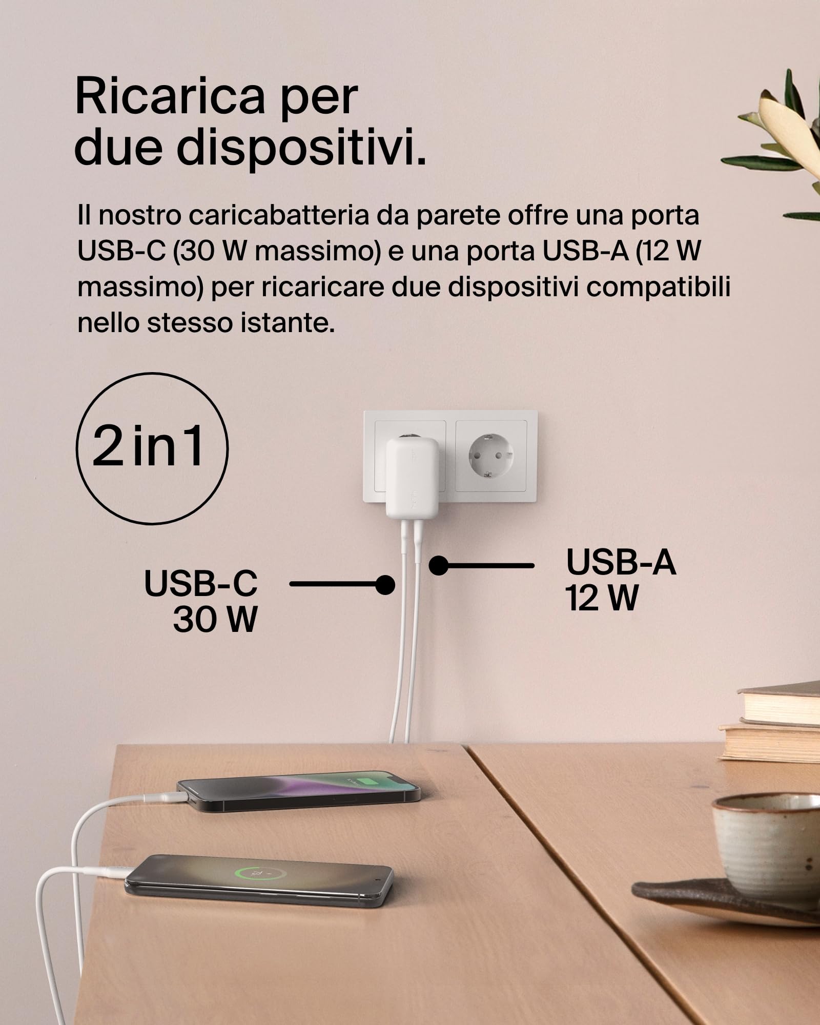 belkin-boostcharge-42w-caricatore-doppio-da-parete-usb-c-pd-3-1-usb-a-con-tecnol image 3