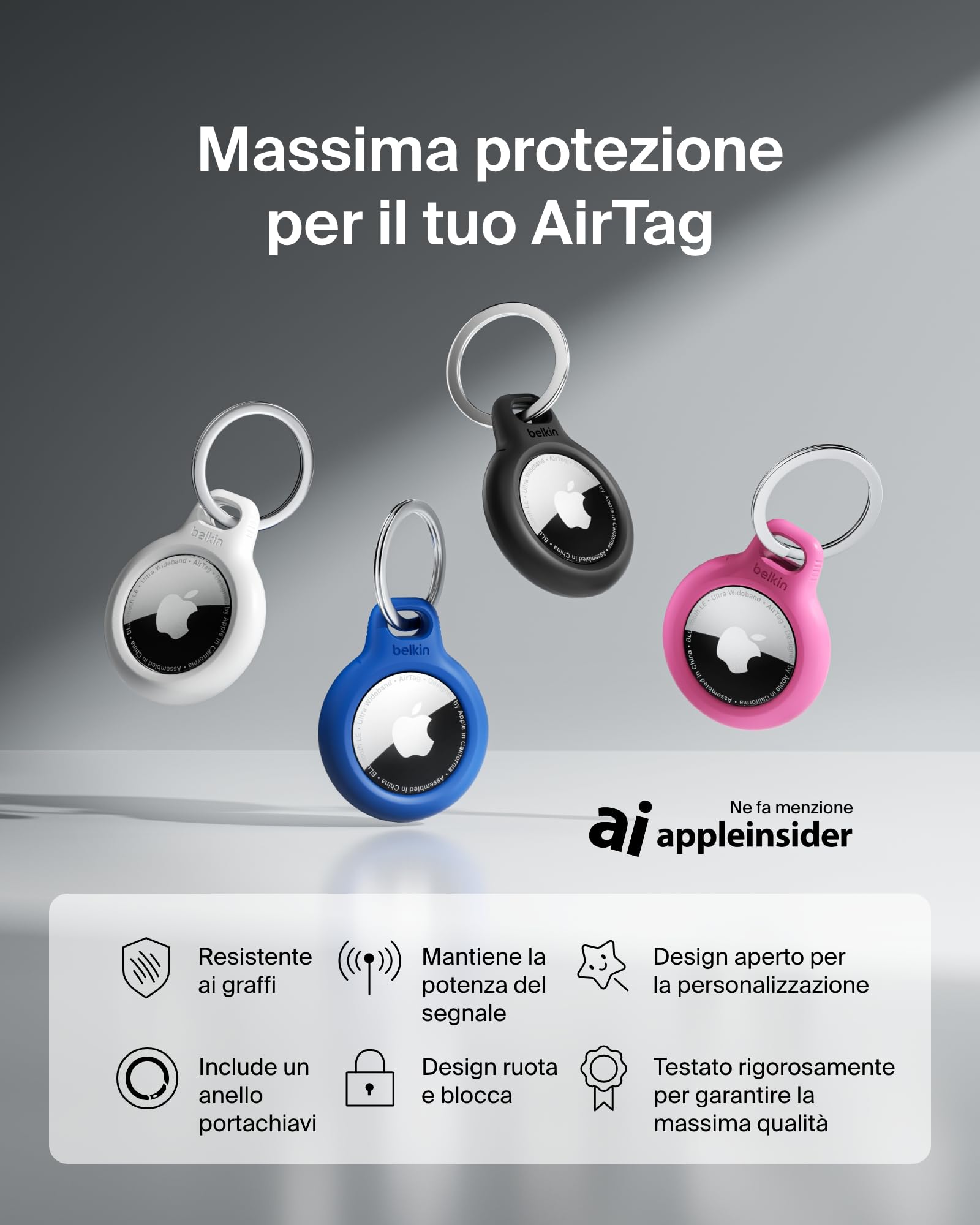 belkin-secure-holder-custodia-portachiavi-per-apple-airtag-con-guscio-antigraffi image 2