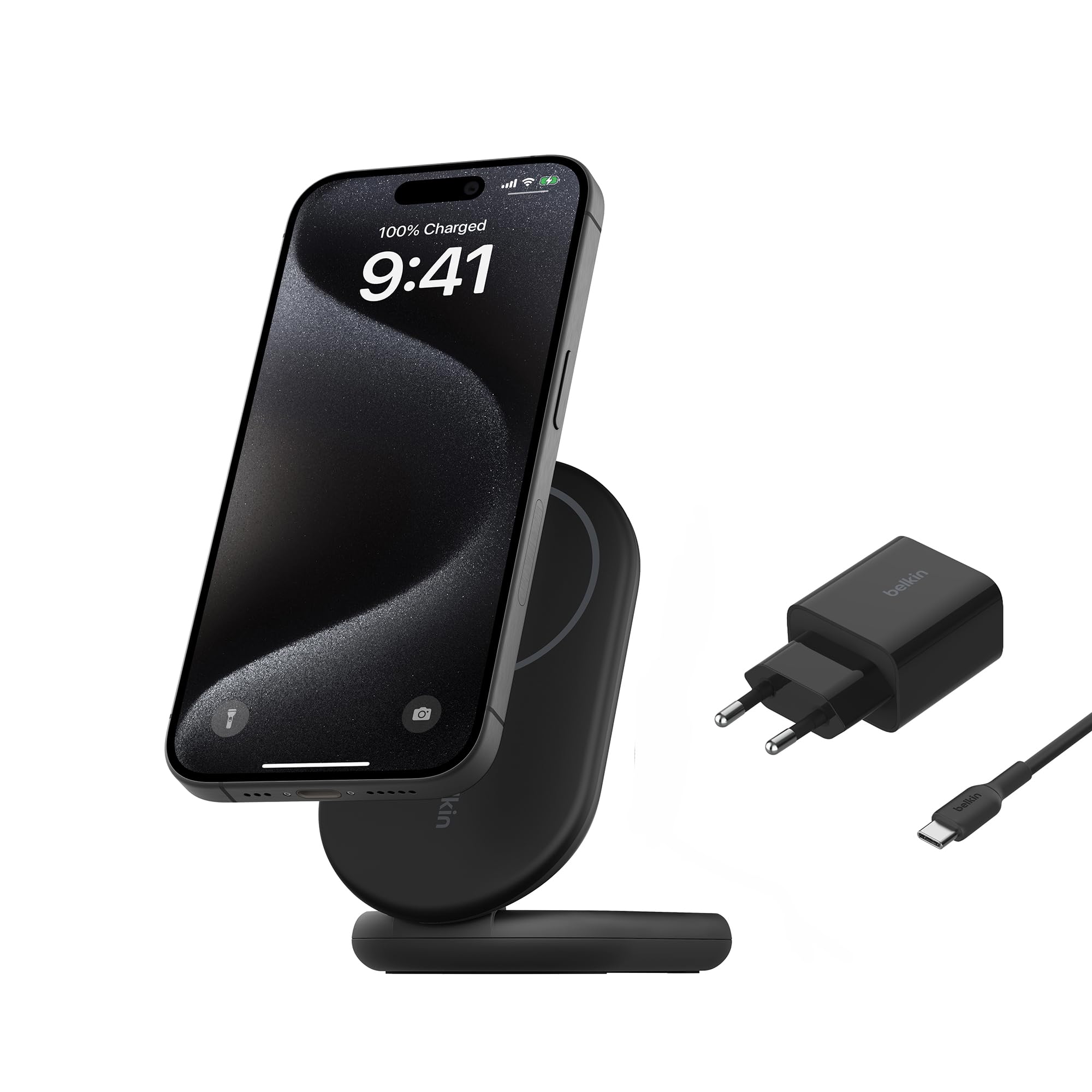 belkin-boostcharge-caricabatterie-wireless-magnetico-pieghevole-qi2-15w-con-alim image 1