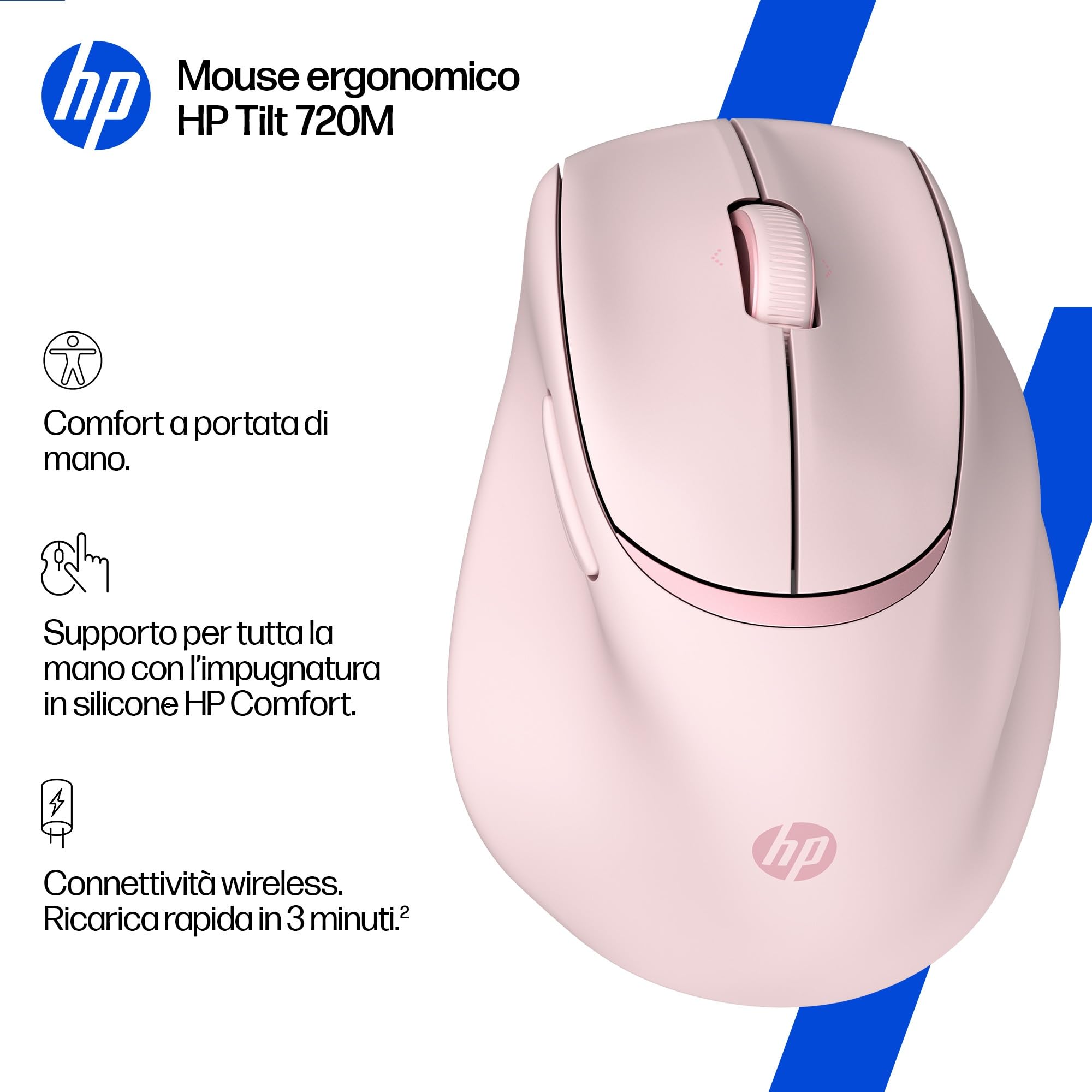 hp-tilt-720m-mouse-wireless-ergonomico-semi-verticale-a-21-con-bluetooth-e-dongl image 2