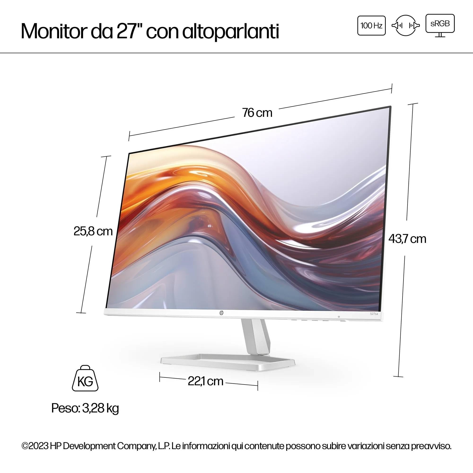 hp-527sa-monitor-27-full-hd-ips-100-hz-con-casse-integrate-eye-ease-5-ms-hdmi-bi image 3