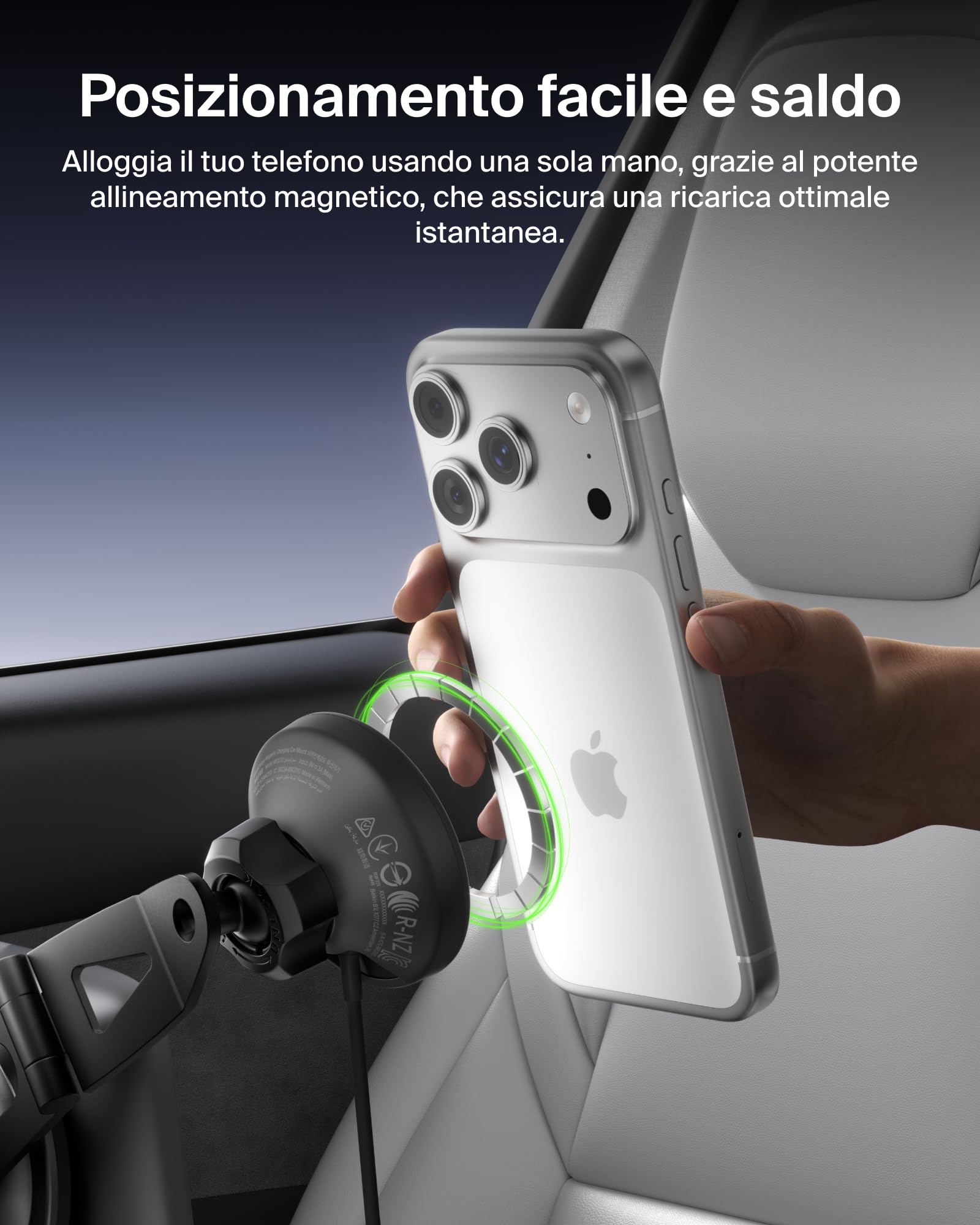 belkin-boostcharge-caricatore-wireless-auto-qi2-magnetico-per-bocchette-con-cavo image 3