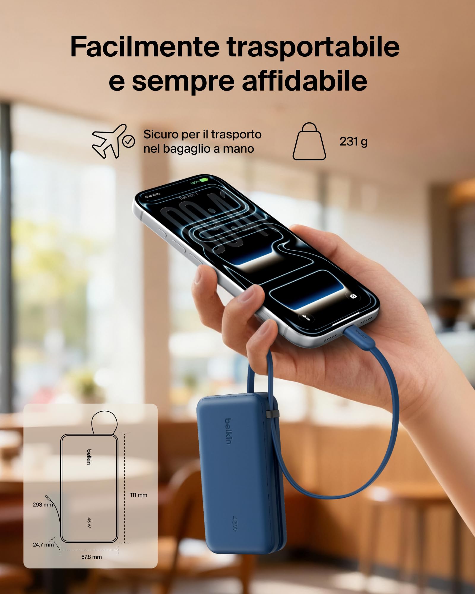 belkin-ultracharge-10-000-mah-power-bank-45w-pd-con-cavo-usb-c-integrato-e-displ image 8