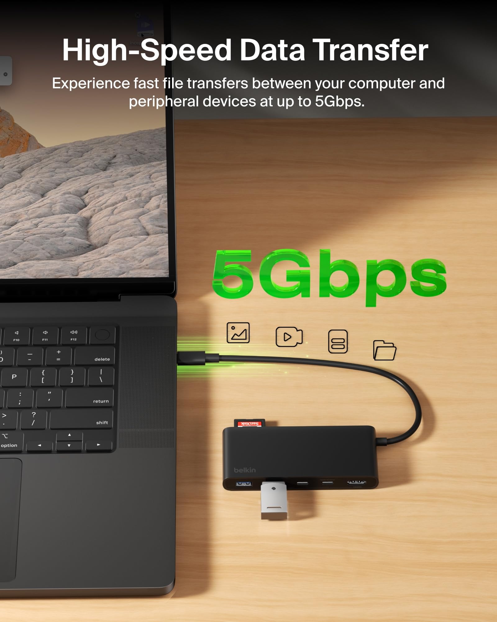 belkin-hub-usb-c-a-7-porte-hdmi-4k-60hz-sd-microsd-power-delivery-100w-dati-5-gb image 6