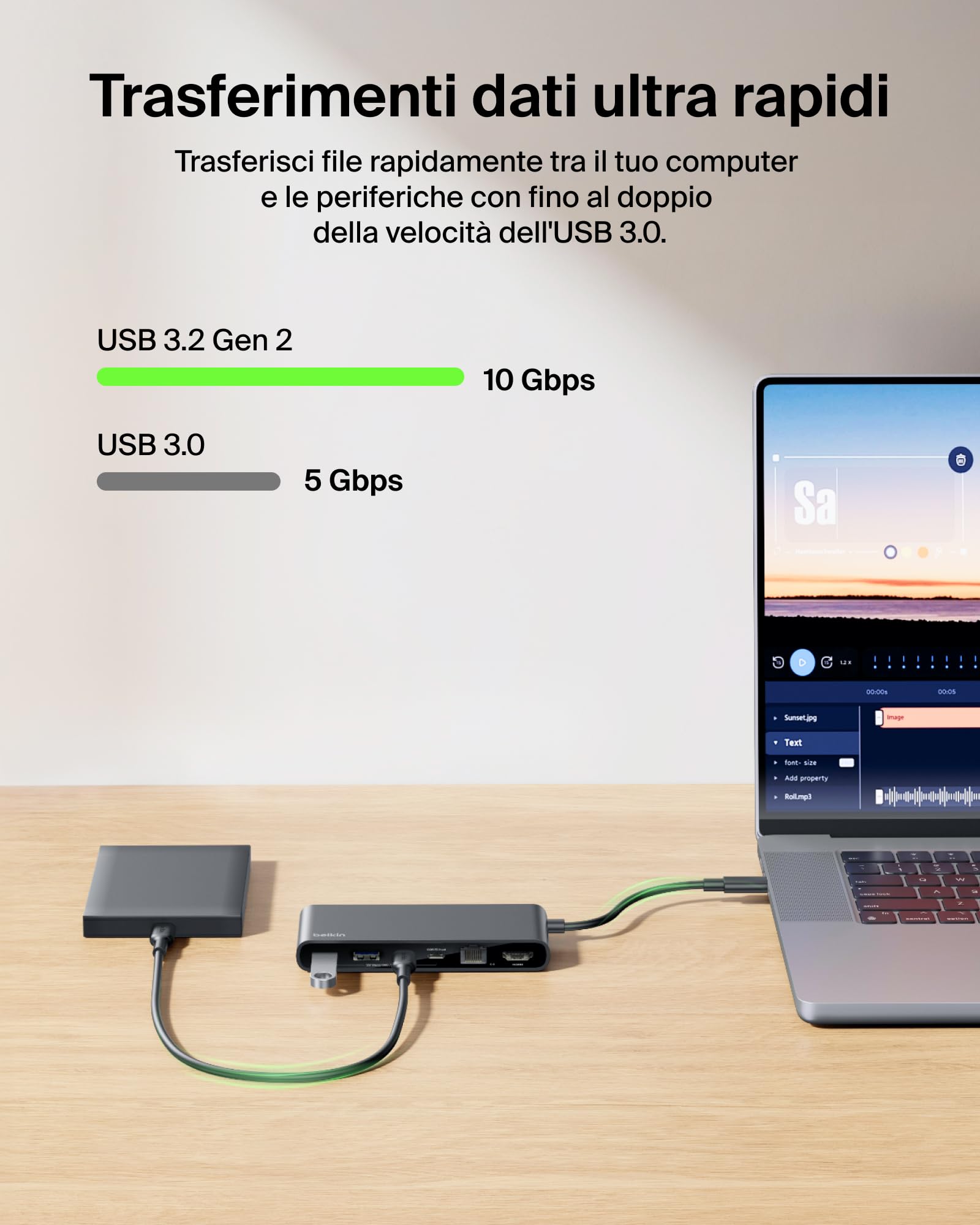 belkin-connect-hub-usb-c-a-8-porte-4k-60-hz-hdmi-100w-power-delivery-10gbps-usb- image 6