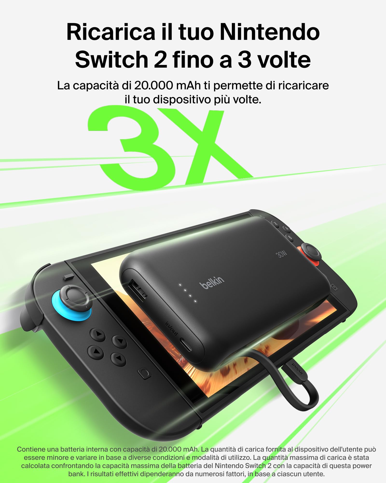 belkin-gaming-power-bank-20-000-mah-30-w-con-cavo-usb-c-integrato-per-nintendo-s image 2