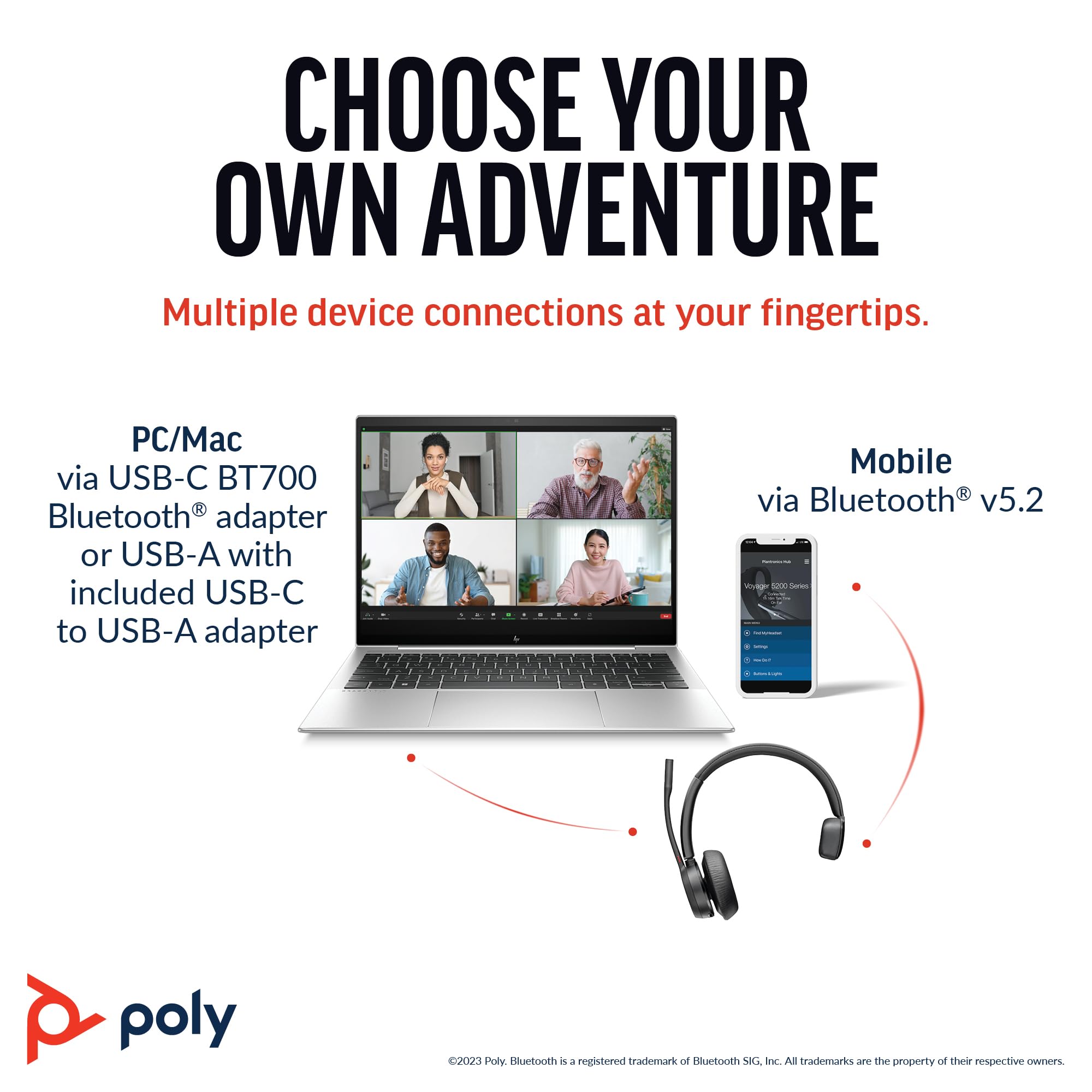poly-hp-voyager-4310-uc-cuffia-monoaurale-wireless-bluetooth-con-dongle-usb-c-bt image 5