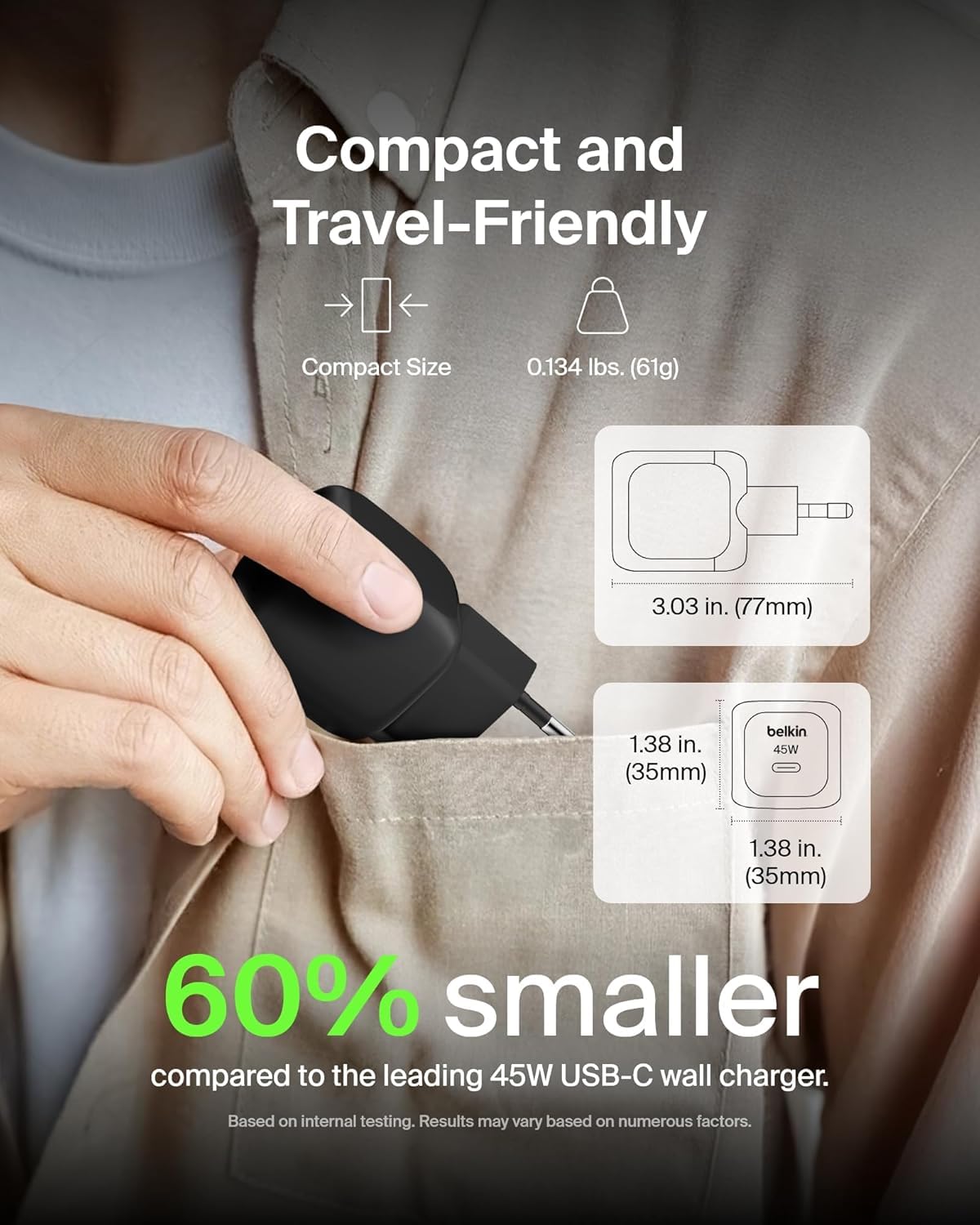 belkin-45w-usb-c-pd-wall-charger-wppsblk-wcharge-caricatore-da-viaggio-con-cavo- image 3