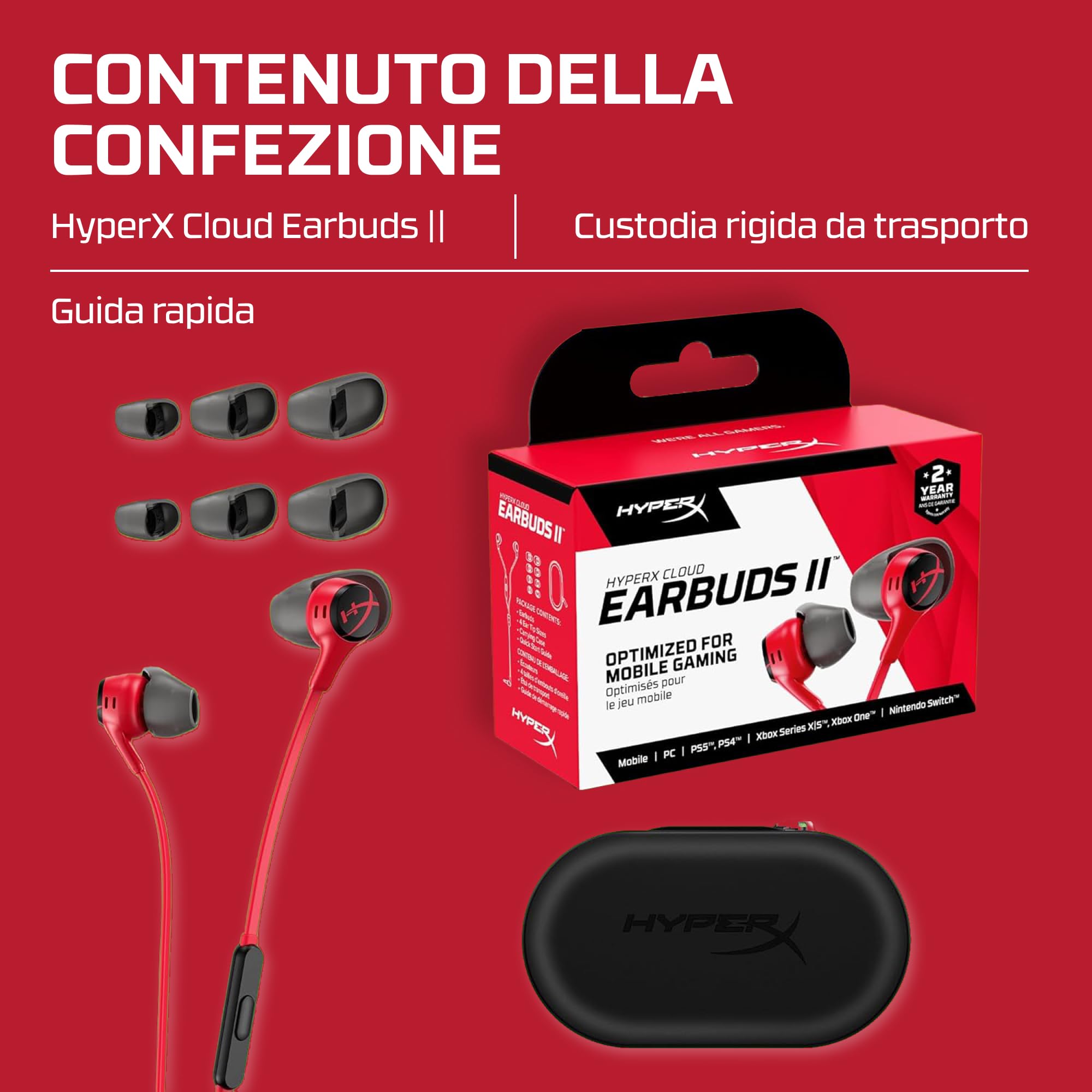 hyperx-cloud-earbuds-ii-auricolari-gaming-in-ear-con-microfono-4-misure-gommini- image 7