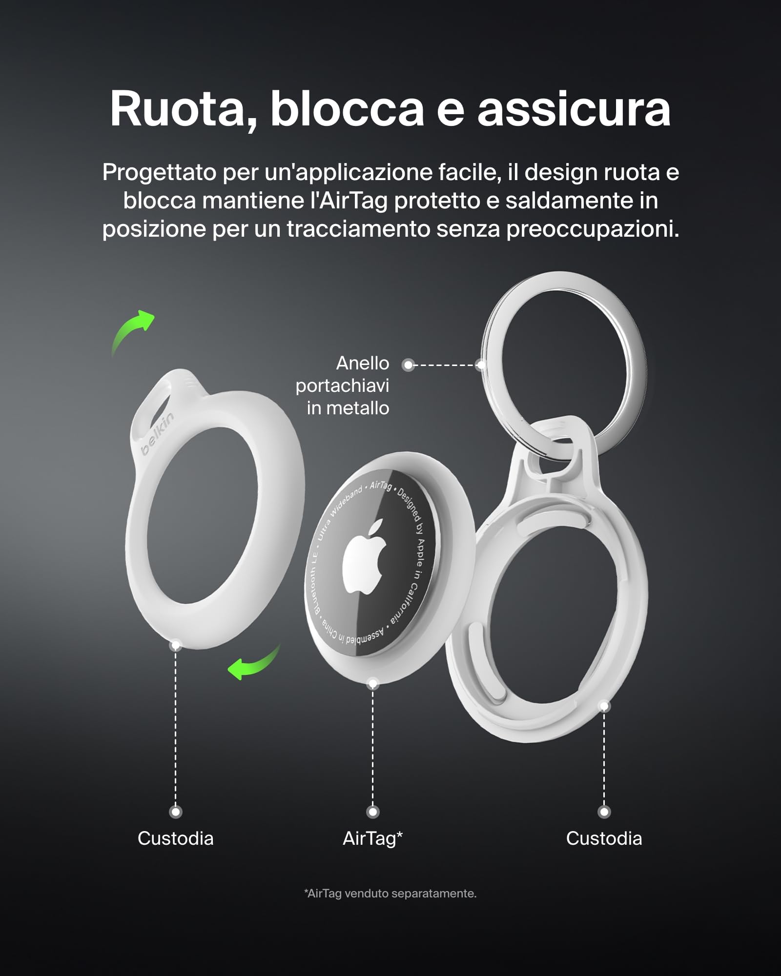 belkin-secure-holder-custodia-portachiavi-per-apple-airtag-con-guscio-antigraffi image 4