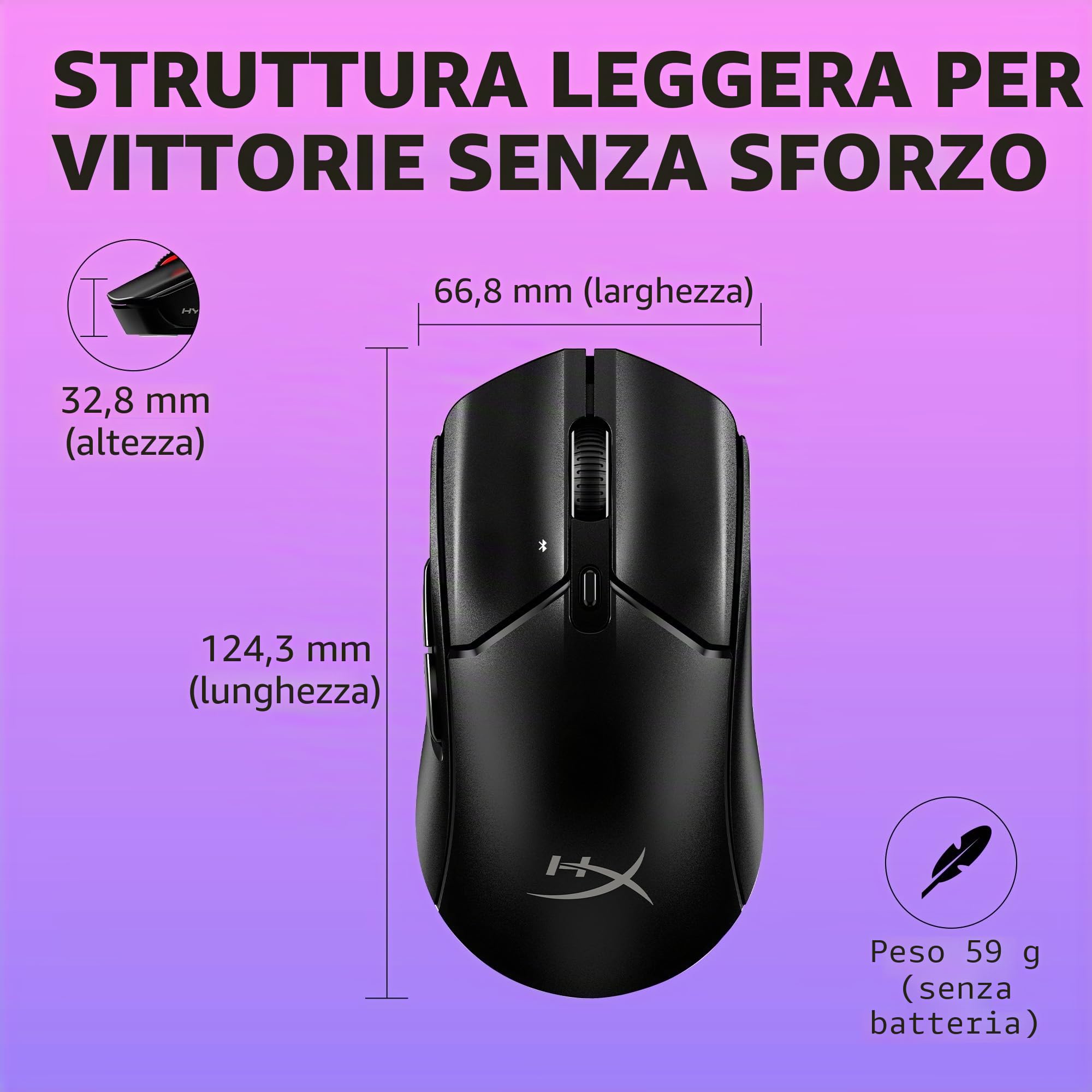 hyperx-pulsefire-haste-2-core-mouse-gaming-wireless-2-4-ghz-sensore-12000-dpi-rg image 3