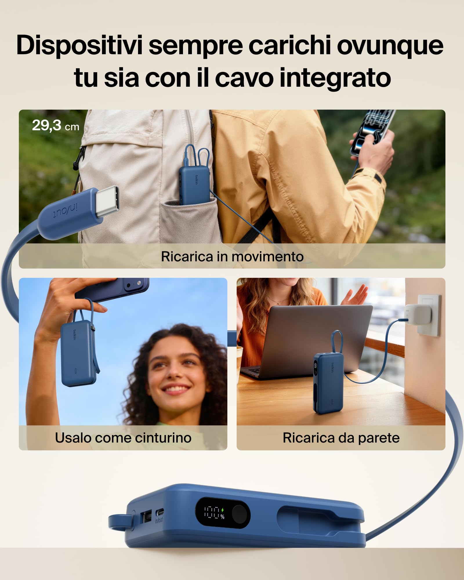 belkin-ultracharge-10-000-mah-power-bank-45w-pd-con-cavo-usb-c-integrato-e-displ image 6