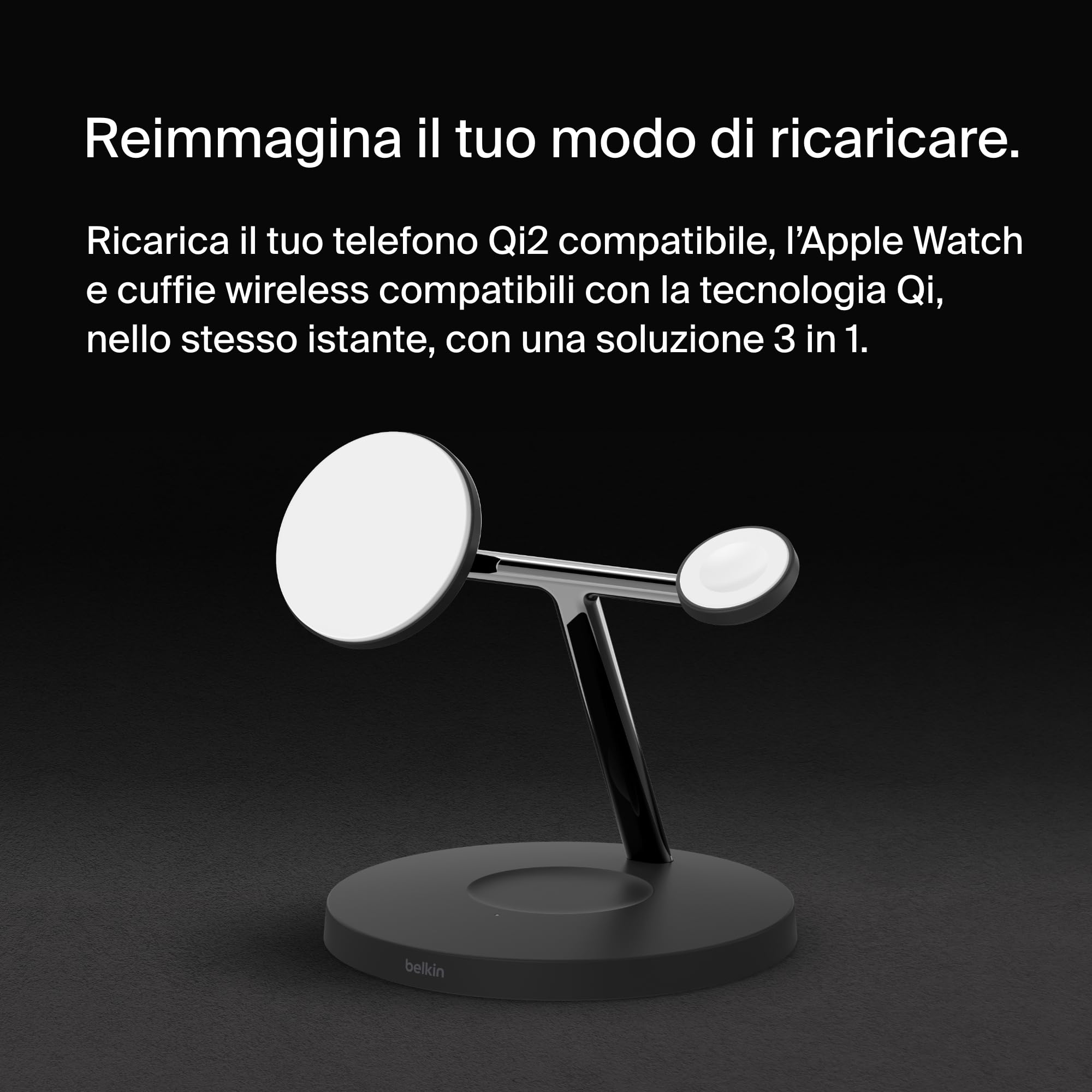 belkin-boostcharge-pro-3-in-1-wireless-charging-stand-con-qi2-15-w-stazione-di-r image 2