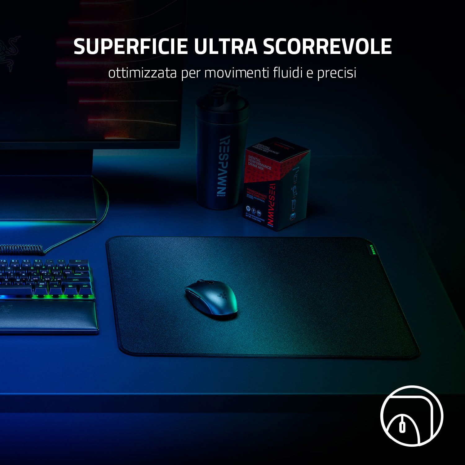 razer-strider-l-tappetino-per-mouse-ibrido-soft-hard-base-antiscivolo-3-mm-nero image 3