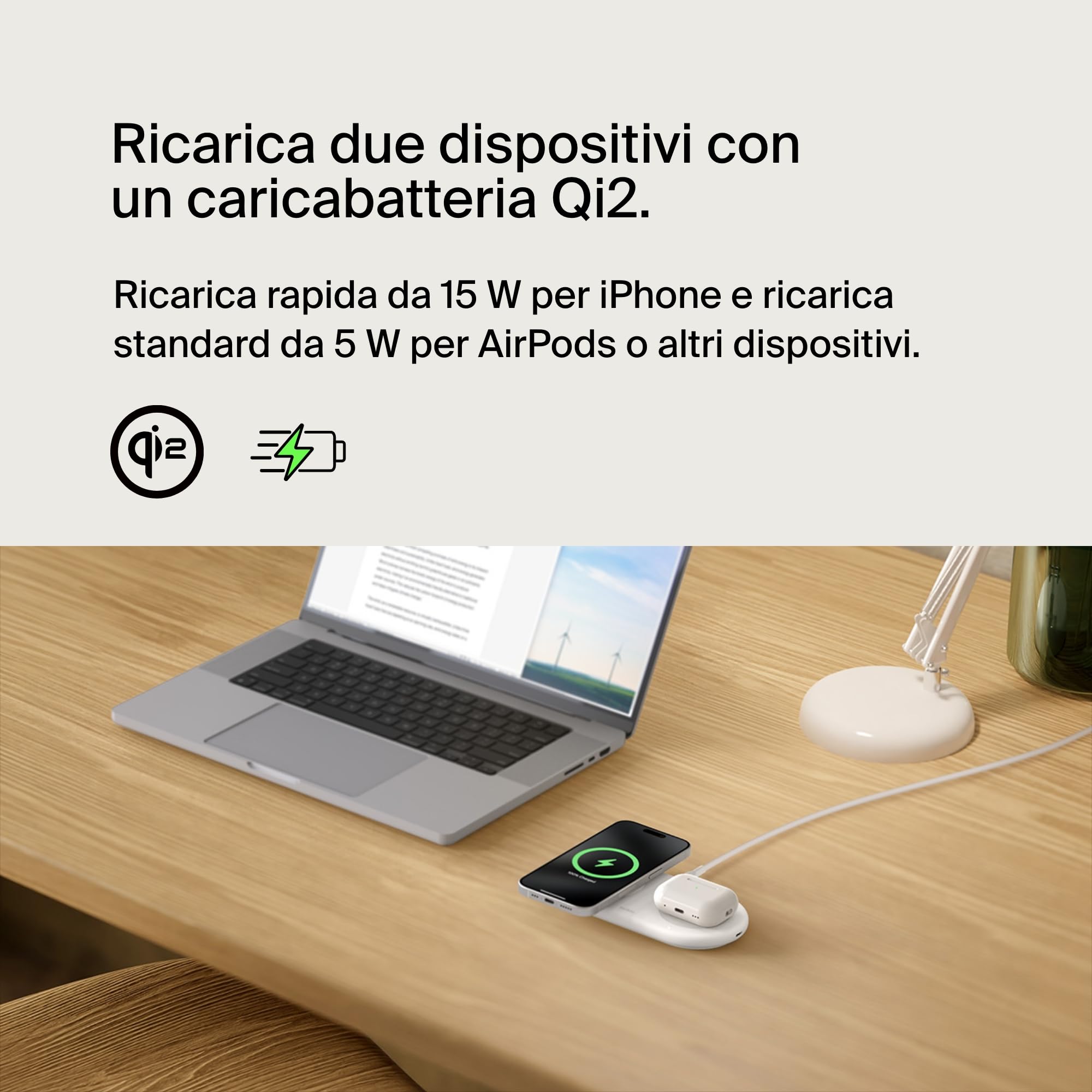 belkin-boostcharge-pro-tappetino-di-ricarica-wireless-2-in-1-qi2-15w-magnetico-c image 2