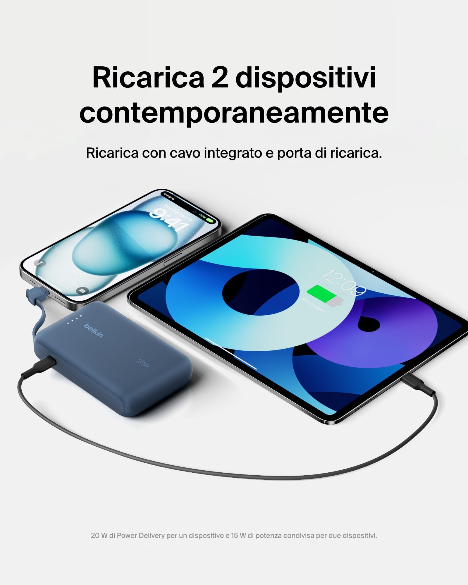 belkin-boostcharge-power-bank-10-000-mah-con-cavo-usb-c-integrato-20-w-pd-ricari image 3