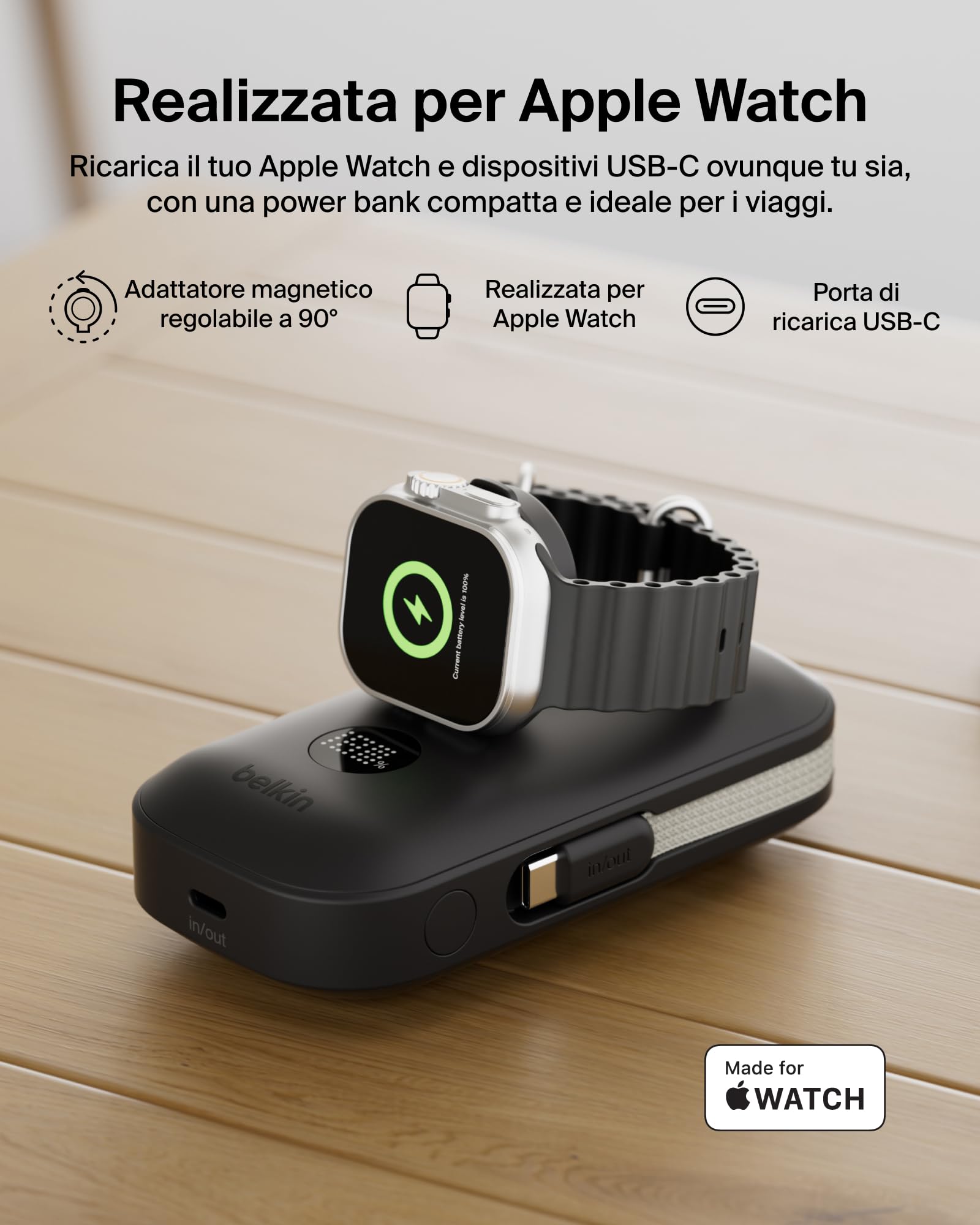 belkin-boostcharge-pro-power-bank-10-000-mah-45w-con-caricatore-apple-watch-inte image 2