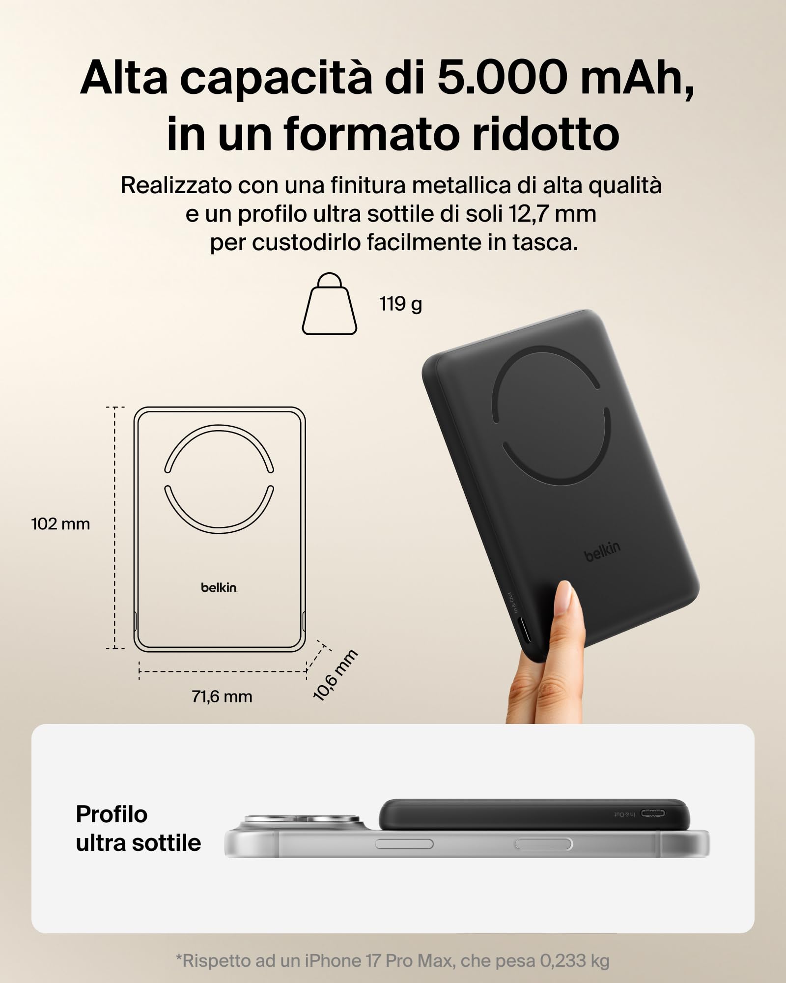 belkin-boostcharge-power-bank-magnetico-5000-mah-qi2-15w-con-anello-magnetico-e- image 2