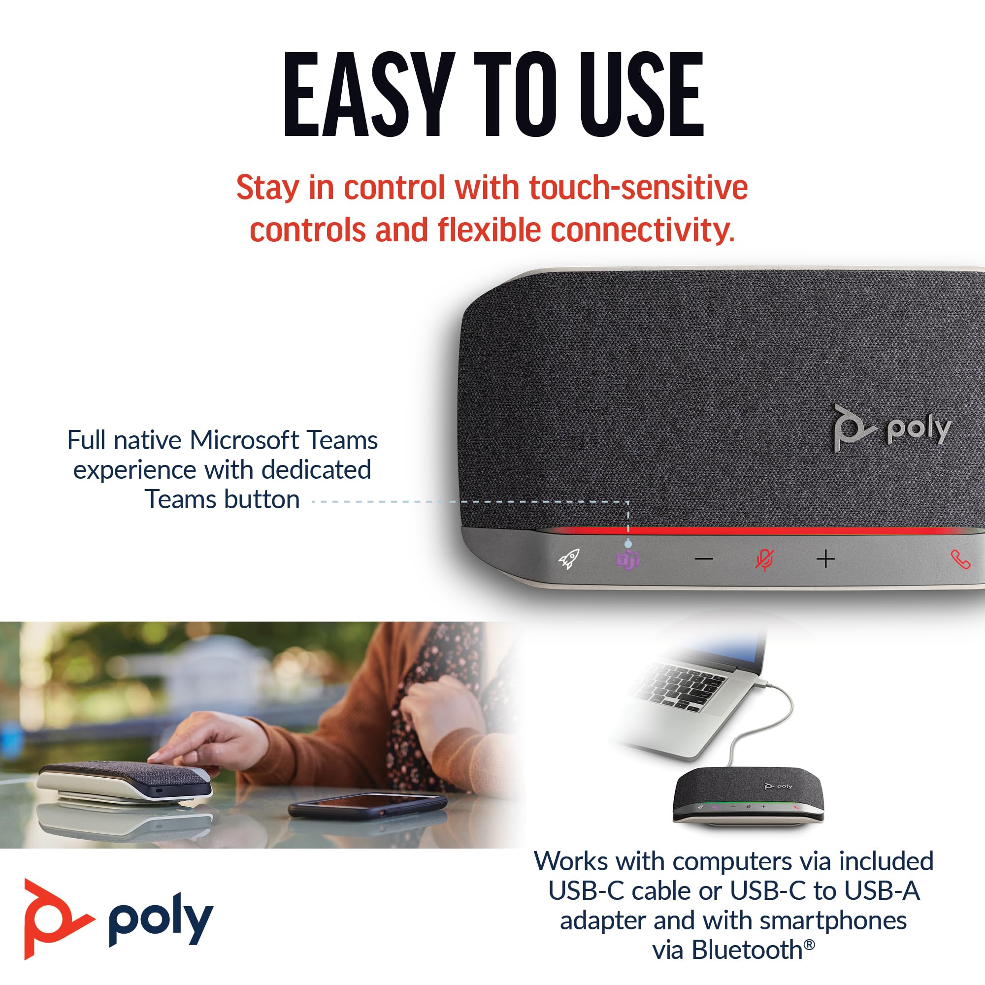 hp-poly-sync-20-vivavoce-per-conferenze-wireless-bluetooth-5-1-con-usb-a-usb-c-r image 5