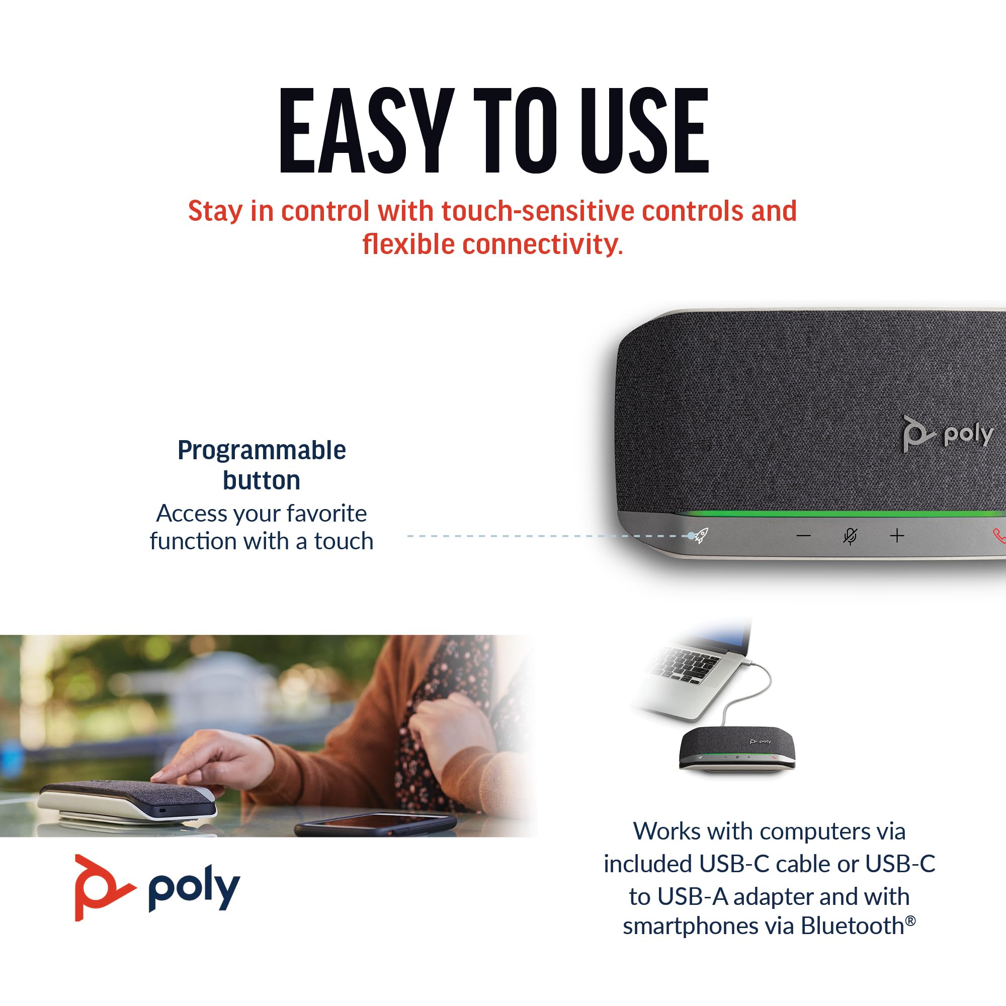 poly-sync-20-vivavoce-per-conferenze-wireless-hp-bluetooth-5-1-usb-a-usb-c-full- image 5