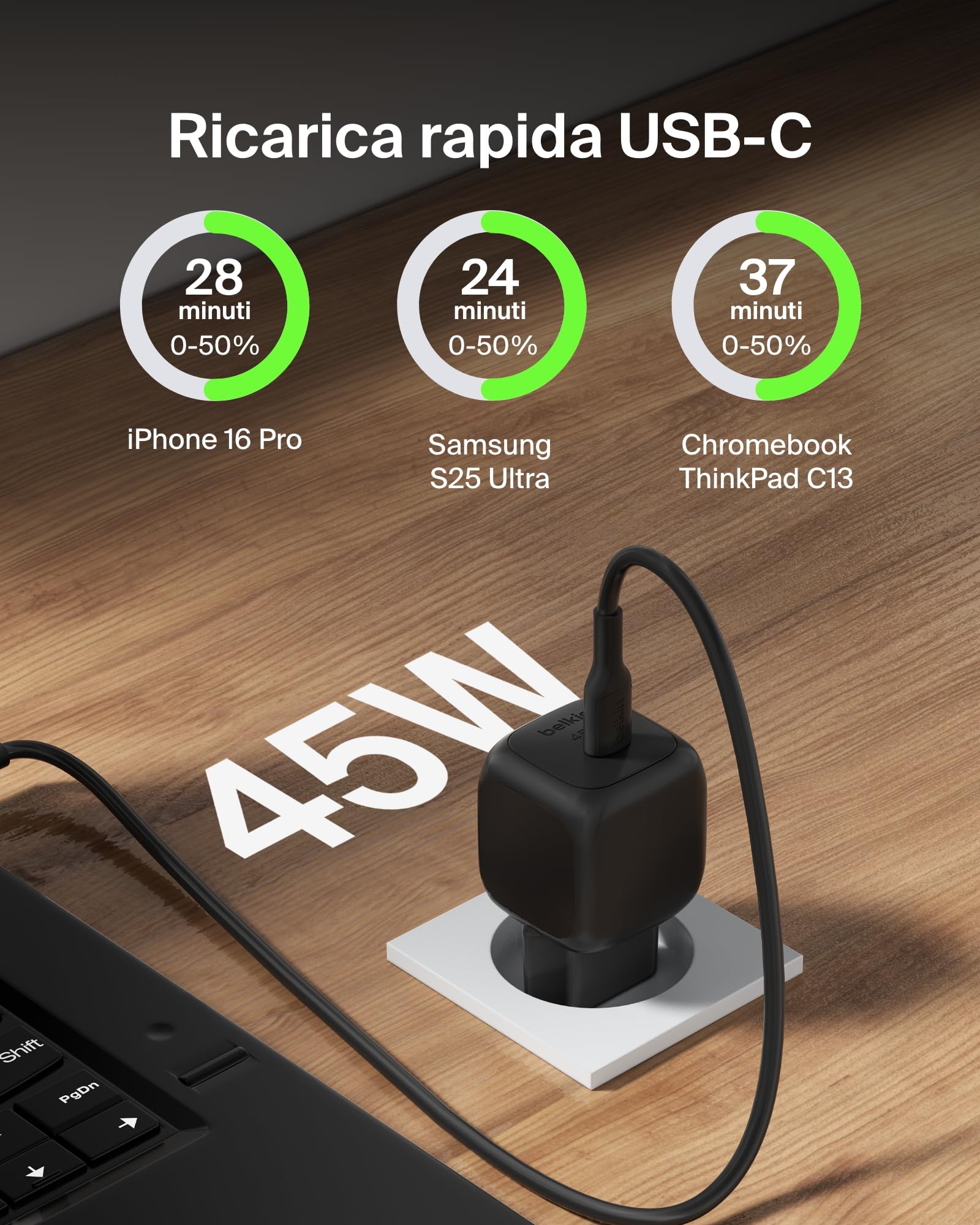 belkin-caricatore-da-parete-compatto-45w-usb-c-pd-3-1-con-cavo-usb-c-ricarica-ra image 2