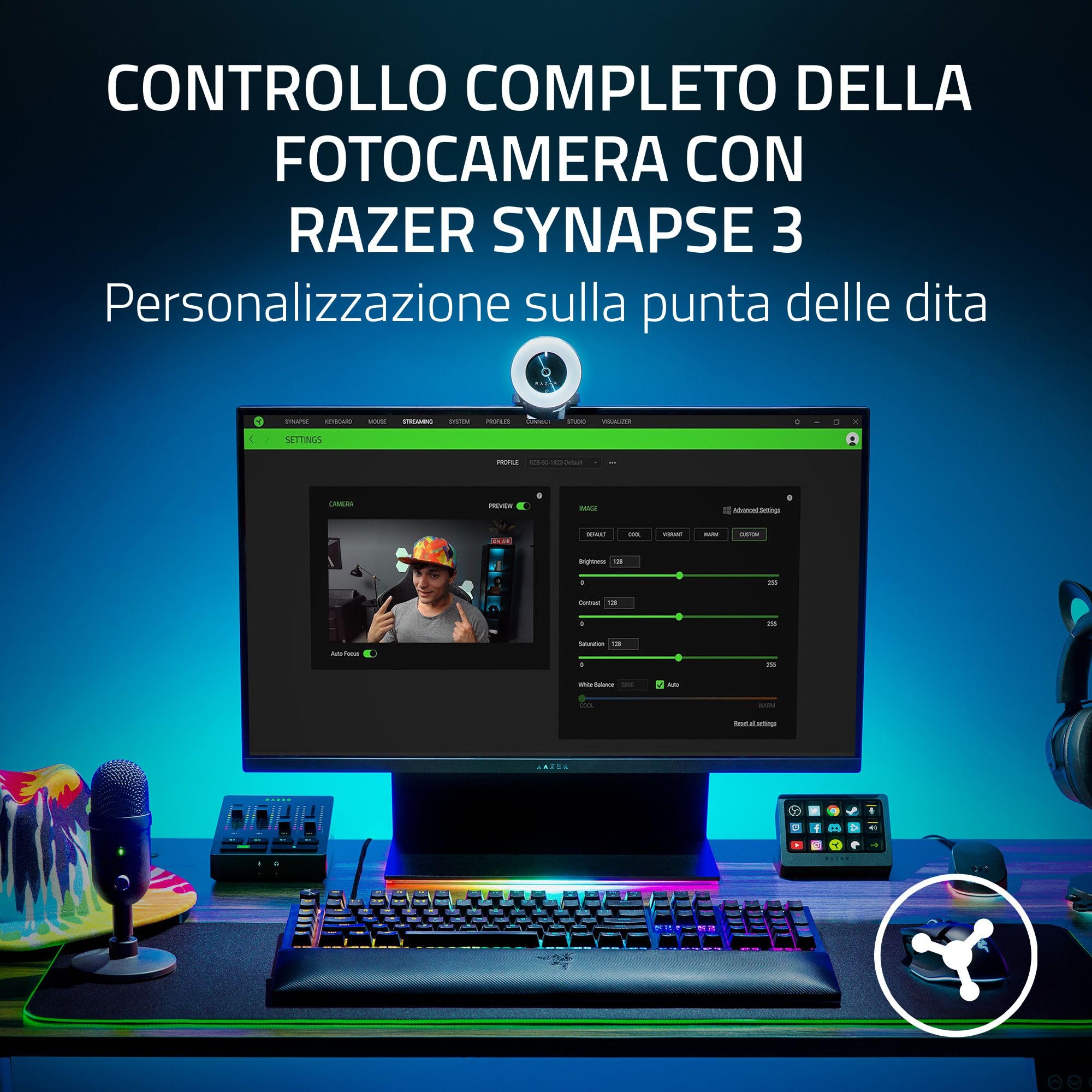 razer-kiyo-webcam-da-streaming-con-ring-light-integrato-hd-720p-a-60-fps-autofoc image 5