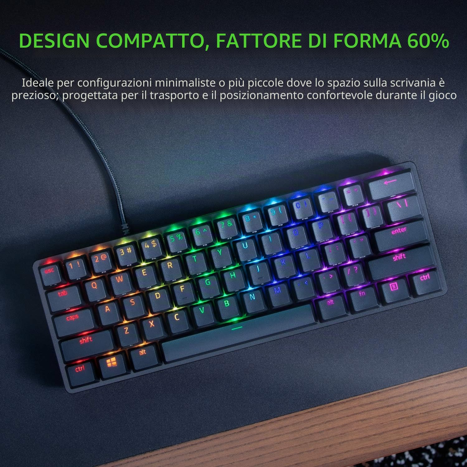 razer-huntsman-mini-60-tastiera-gaming-con-switch-ottici-viola-layout-spagnolo image 2