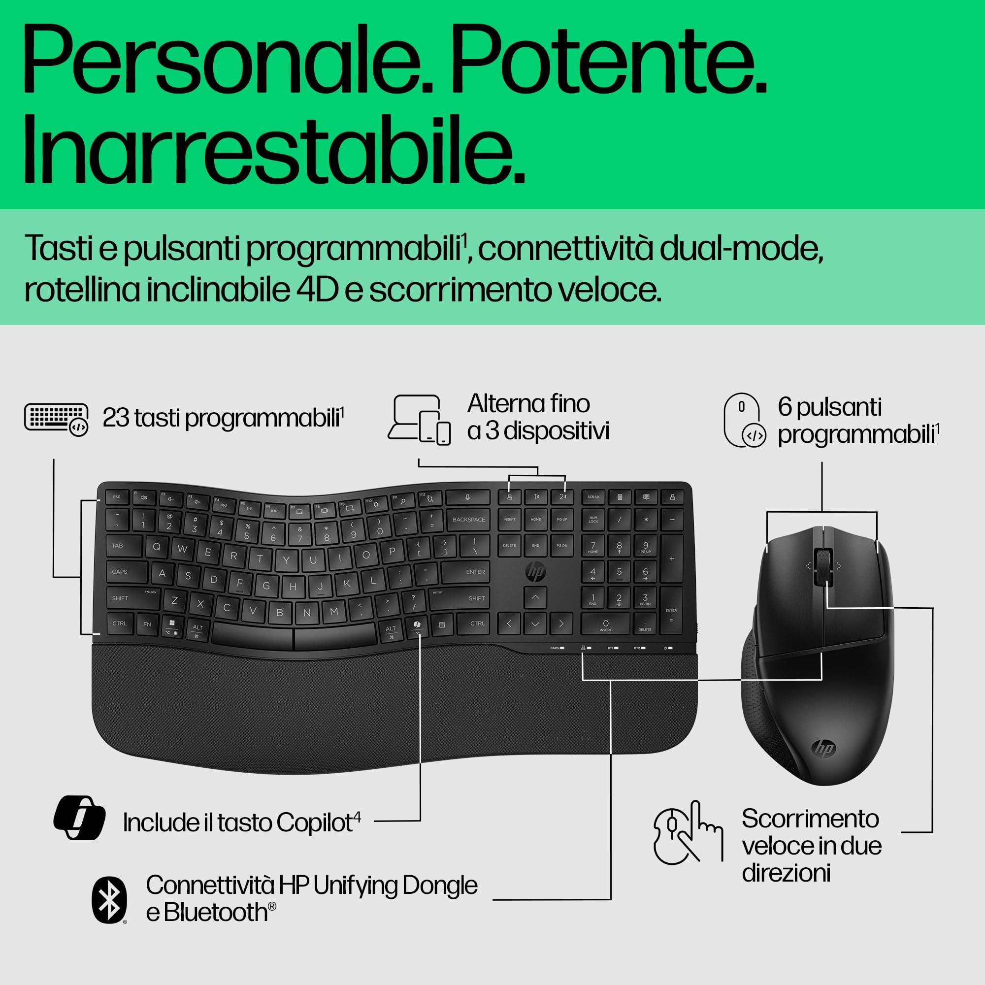 hp-680-combo-tastiera-e-mouse-wireless-6-tasti-programmabili-sensore-1200-dpi-ba image 2