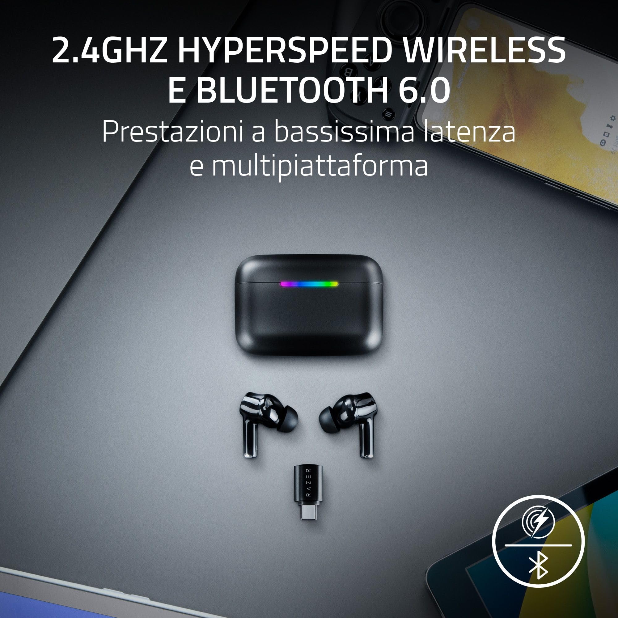 razer-hammerhead-v3-hyperspeed-auricolari-wireless-gaming-multipiattaforma-anc-b image 2