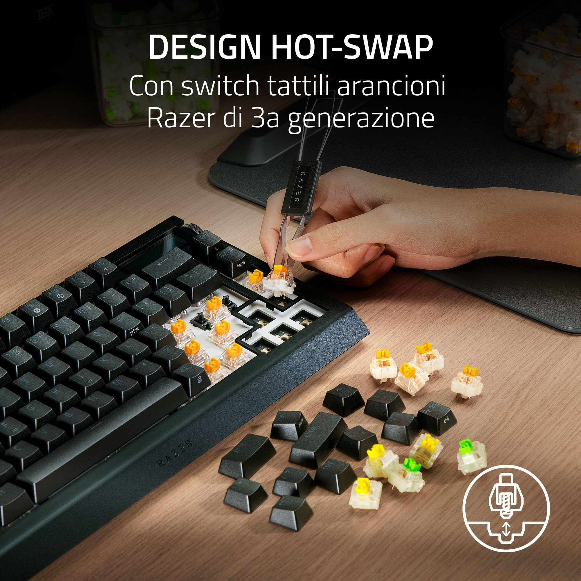 razer-blackwidow-v4-pro-75-tastiera-gaming-wireless-hot-swappable-con-display-ol image 5