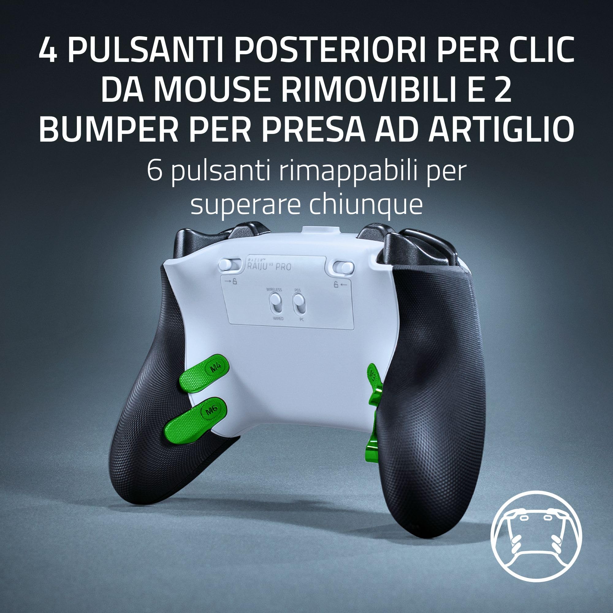 razer-raiju-v3-pro-controller-wireless-da-e-sport-per-ps5-e-pc-con-4-pulsanti-po image 3