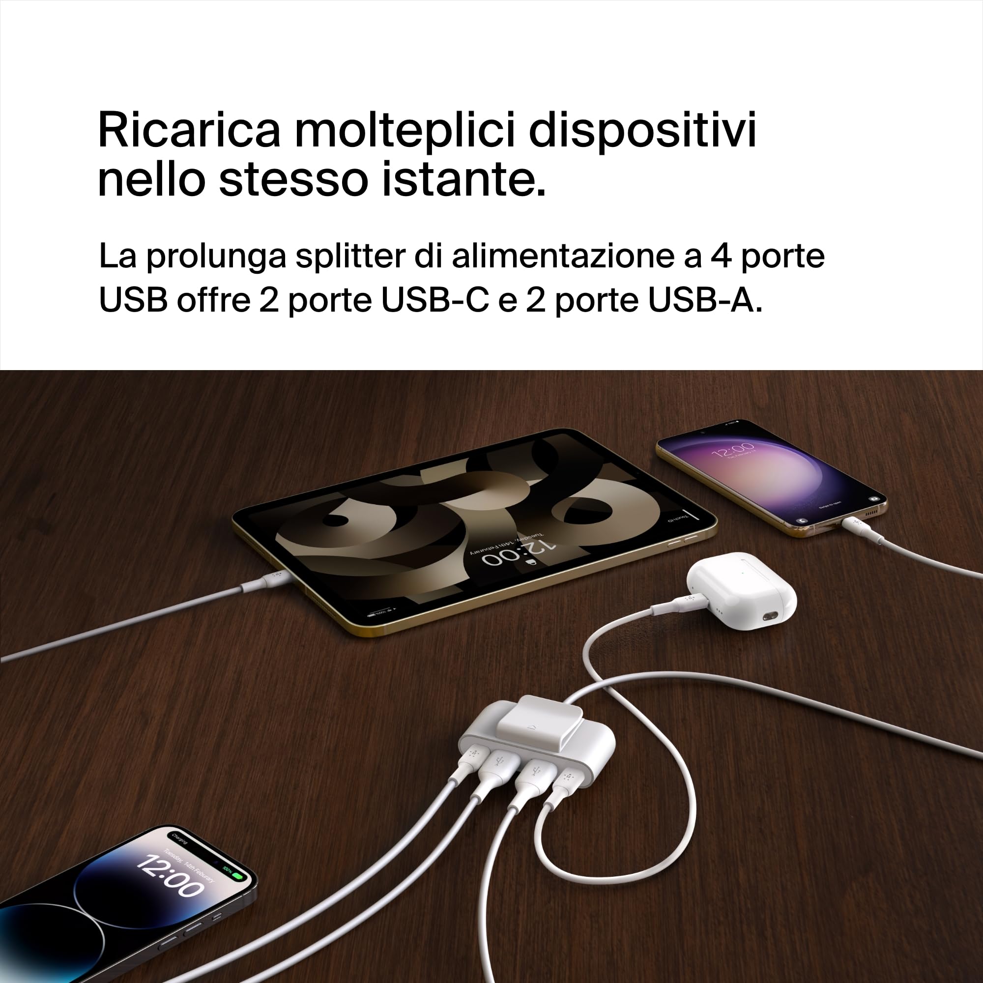 belkin-boostcharge-hub-usb-4-porte-2-usb-c-2-usb-a-30w-con-cavo-da-2-m-bianco image 4