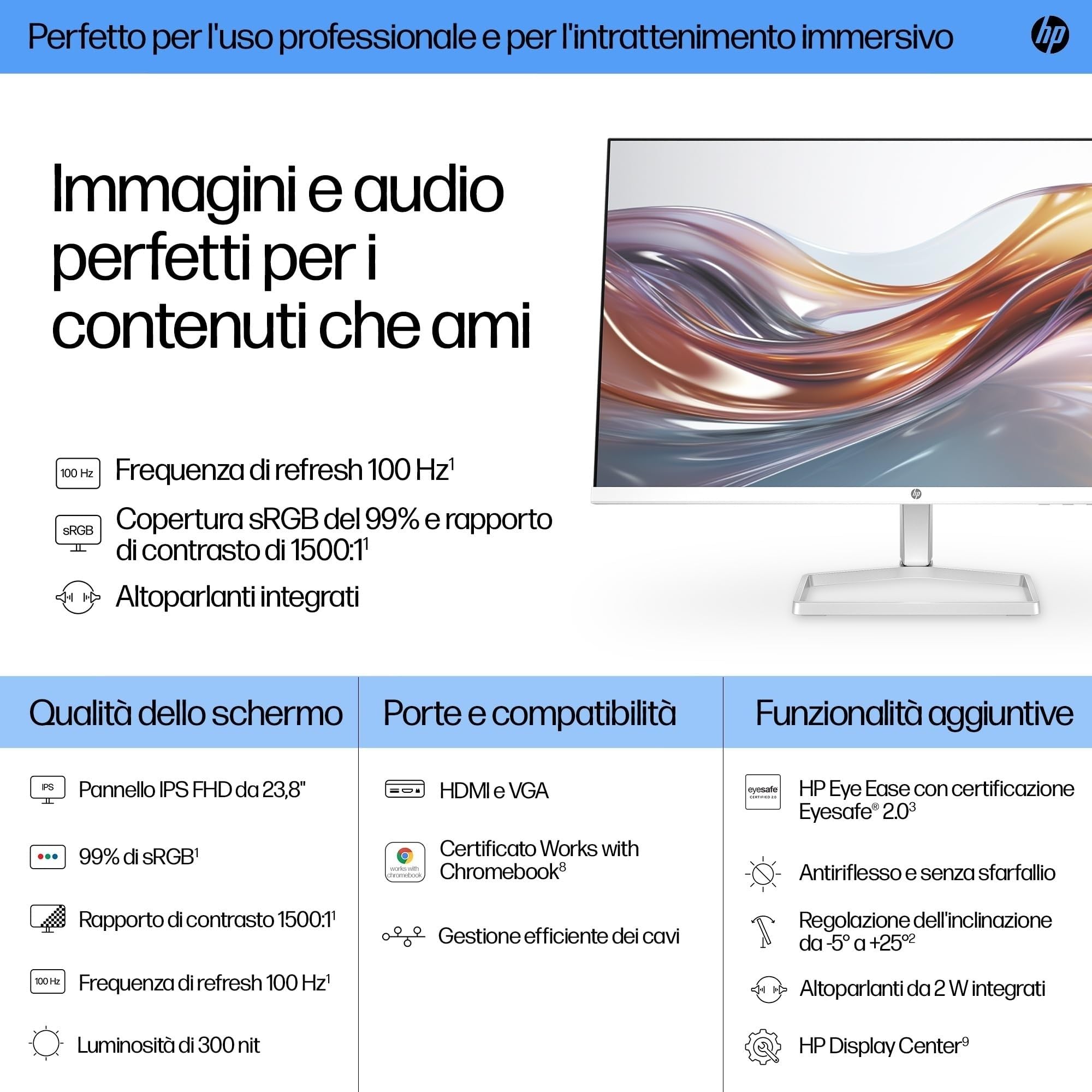 hp-524sa-monitor-23-8-fhd-ips-con-casse-integrate-100-hz-eye-ease-5-ms-1920x1080 image 4