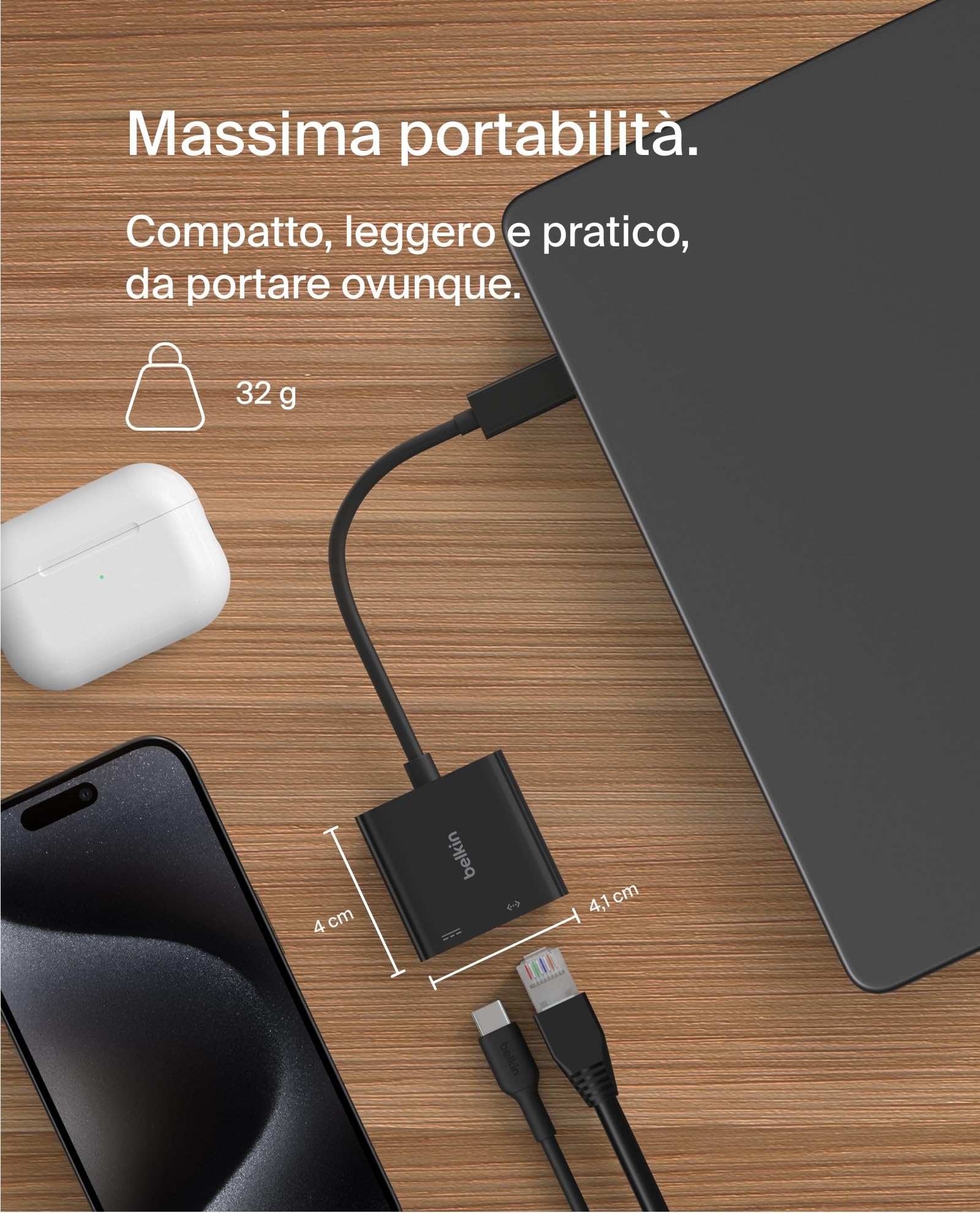 belkin-connect-adattatore-usb-c-a-ethernet-gigabit-ricarica-100-w-pd-10-100-1000 image 4