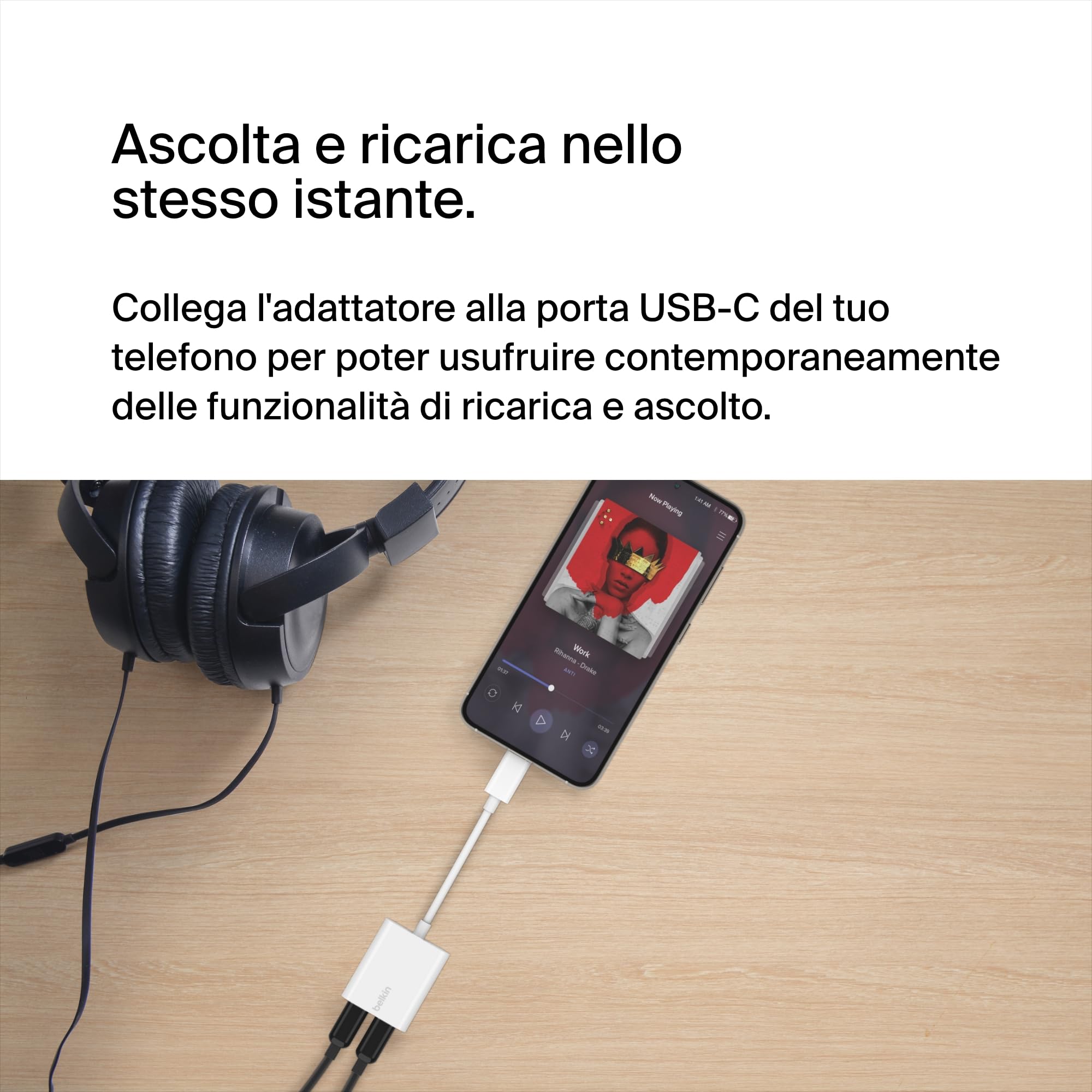 belkin-rockstar-adattatore-audio-ricarica-usb-c-2-in-1-con-power-delivery-60w-da image 2