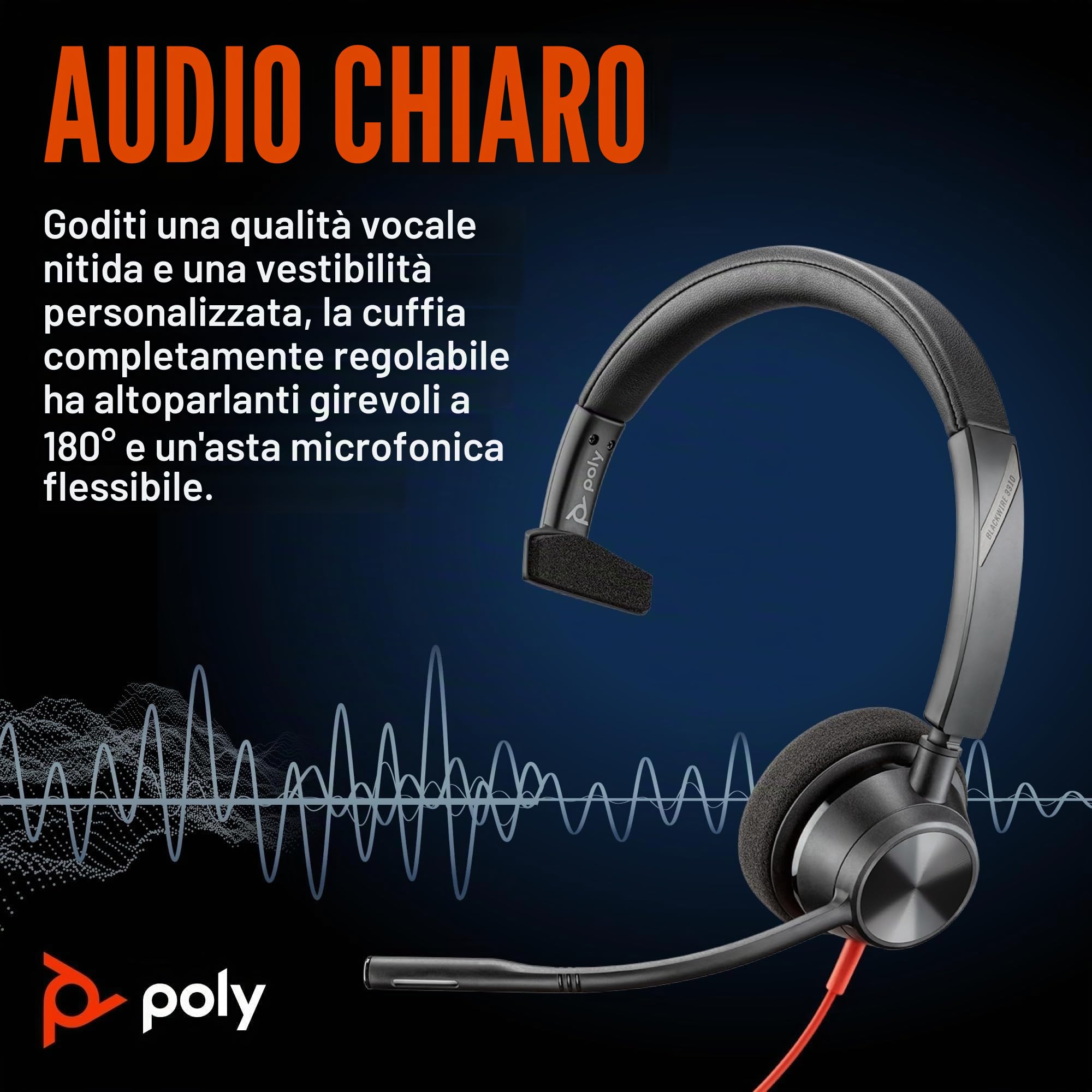 poly-blackwire-3310-cuffia-monoaurale-cablata-usb-a-usb-c-con-microfono-anti-rum image 2