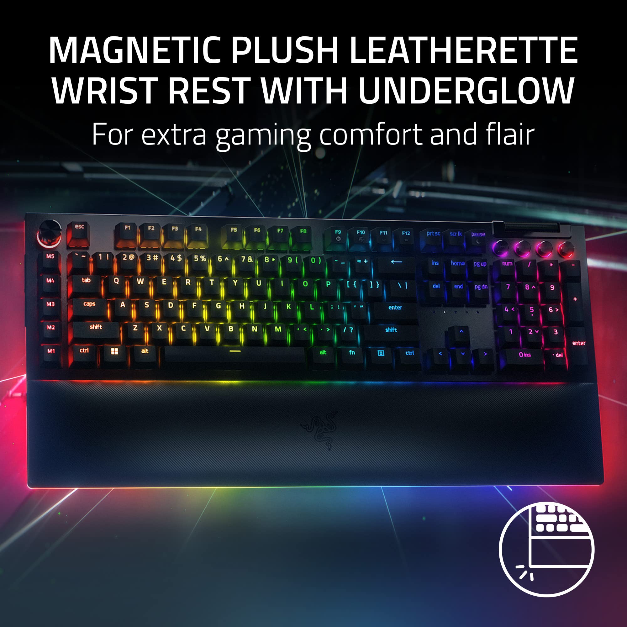 razer-blackwidow-v4-pro-tastiera-meccanica-gaming-pc-switch-verdi-clicky-ghiera- image 5